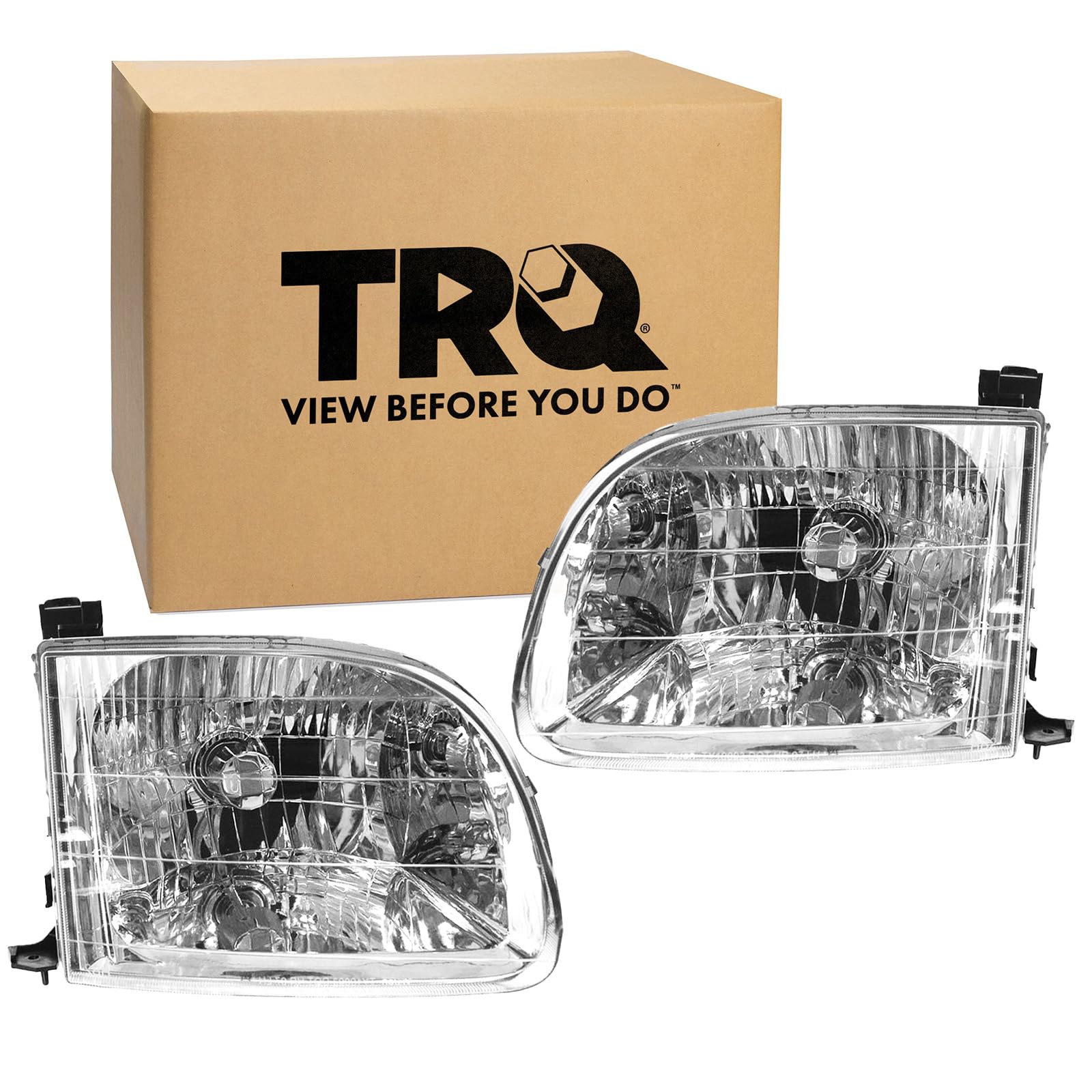 Trq Driver & Passenger Side Headlight Assembly Set Headlights Driver & Passenger Side Compatible With 2000-2004 Toyota Tundra To