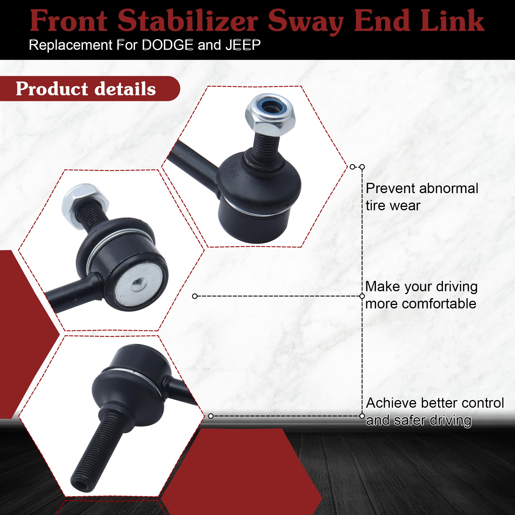Stiueoav K750578 K750579 Sway Bar Link - Front Stabilizer End Link Compatible With 2011-2018 Durango?2011-2015 Grand Cherokee