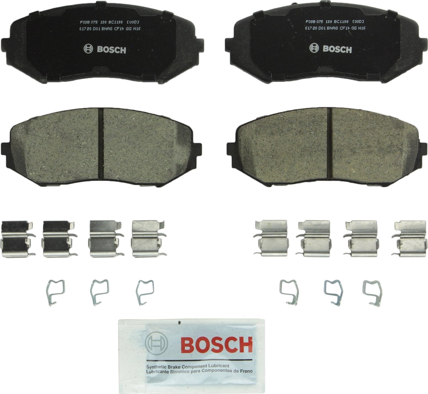 BOSCH BC1188 QuietCast Premium Ceramic Disc Brake Pad Set - Compatible with Select Suzuki Grand Vitara; FRONT