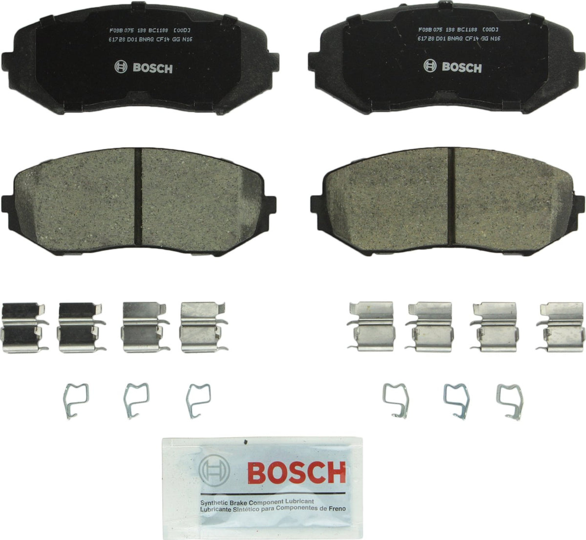 BOSCH BC1188 QuietCast Premium Ceramic Disc Brake Pad Set - Compatible with Select Suzuki Grand Vitara; FRONT