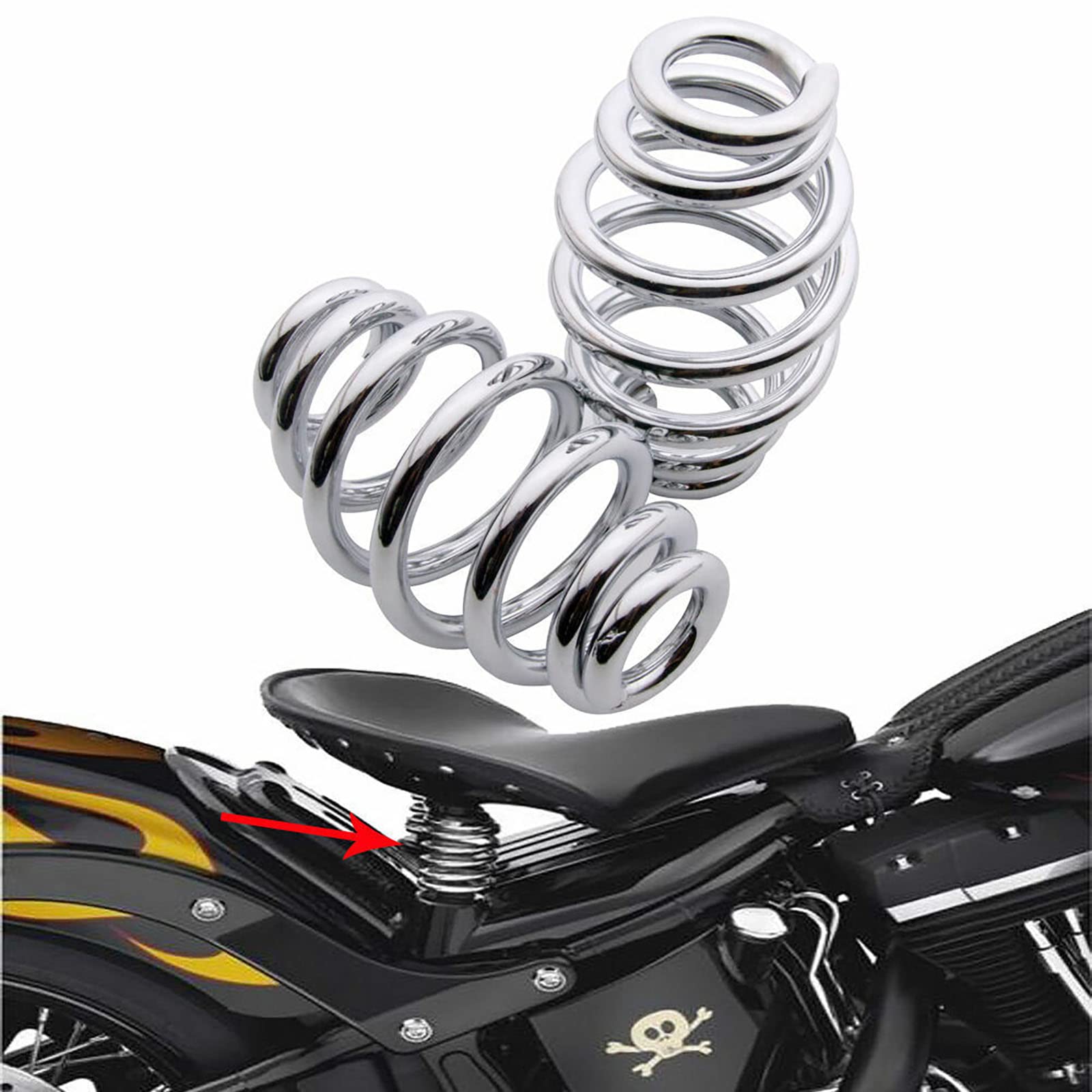 PSLER Motorcycle Coils Spiral Seat Spring Steel Solo Seat Barrel Spring Kit for Touring Softail Sportster Dyna Bobber Chopper, 2