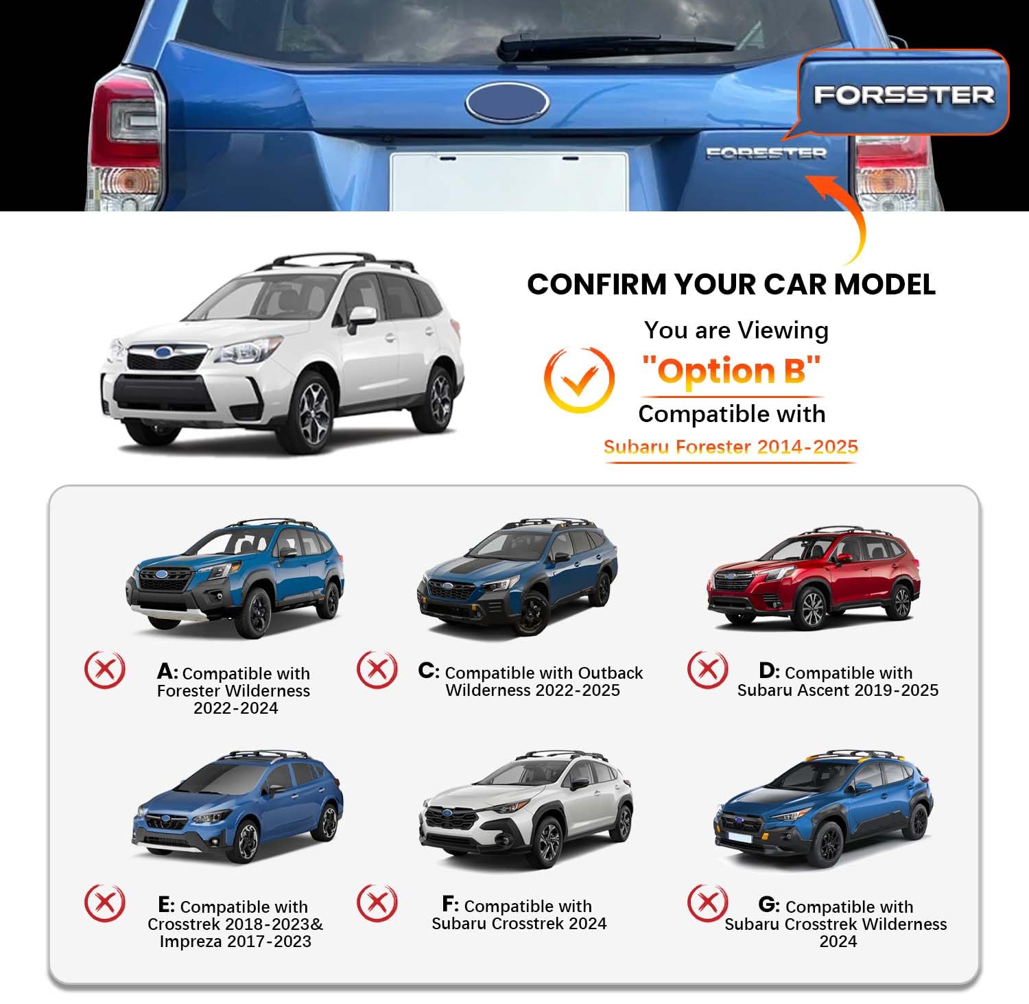 Hmmtyrack Lockable Car Roof Rack Cross Bars Compatible With Subaru Forester 2014-2025, Aluminum Cross Bar For Rooftop Cargo Carr