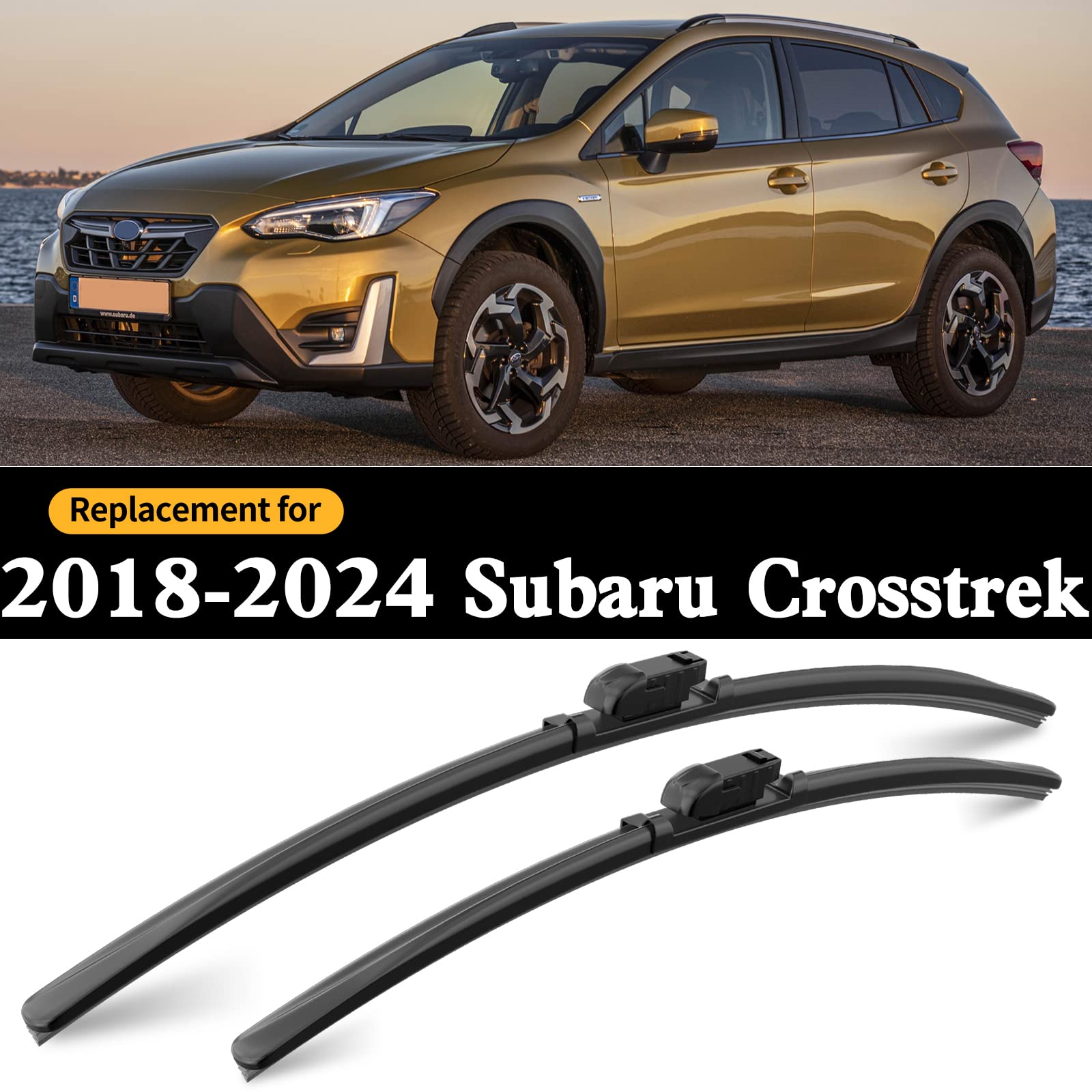 Gardimu Front And Rear Windshield Wiper Blades, 3 Pcs Front And Back Windshield Wipers Blades Replacement For Subaru Crosstrek 2