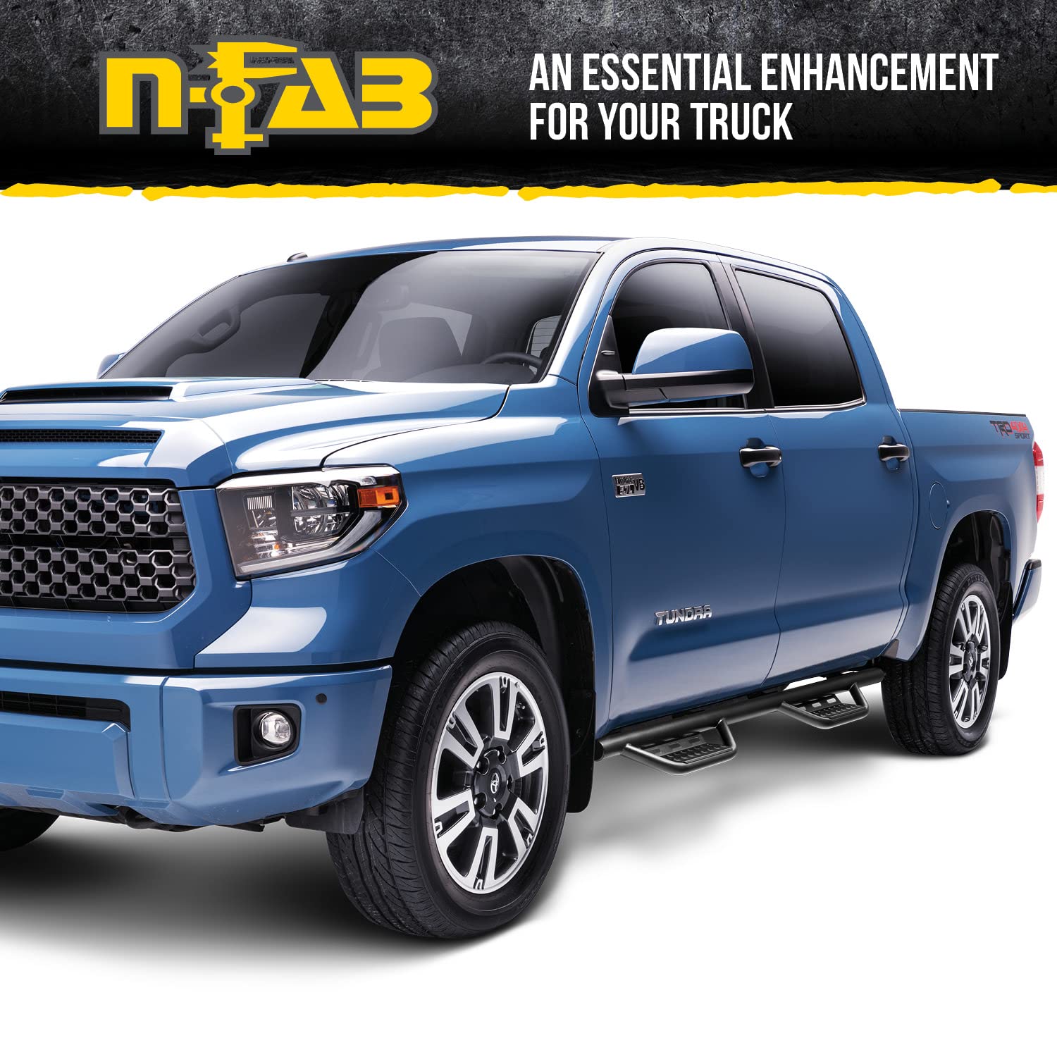 Realtruck Nerf Rs Steps For Toyota Tundra | Cab Length, Steel, Textured Black | 707418612 | Fits 2007-2021 Toyota Tundra Crewmax