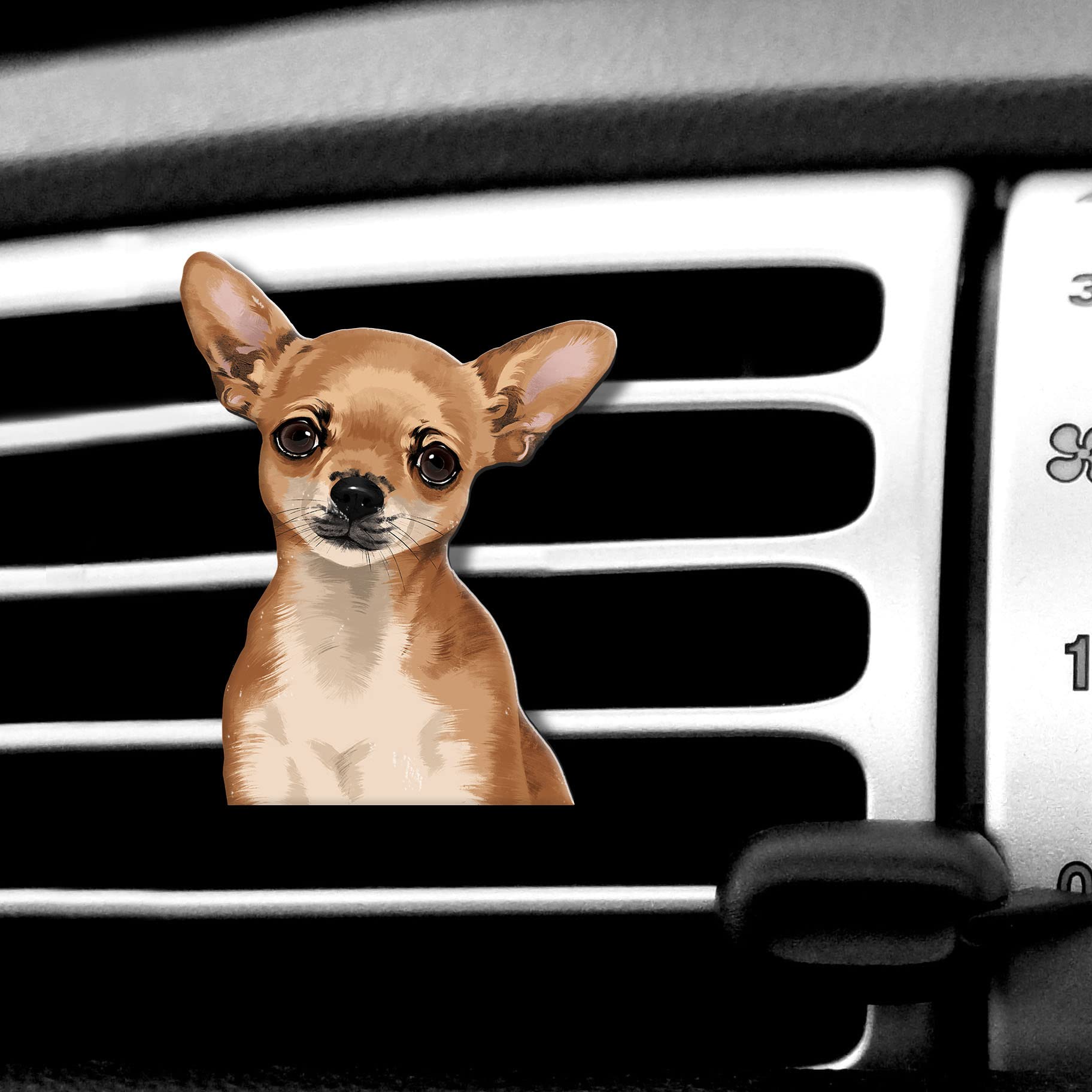 WIRESTER Fresh Scented Car Air Freshener Vent Clip, Decorative Accessories, Interior Decoration for Cars - Cute Fawn Chihuahua D