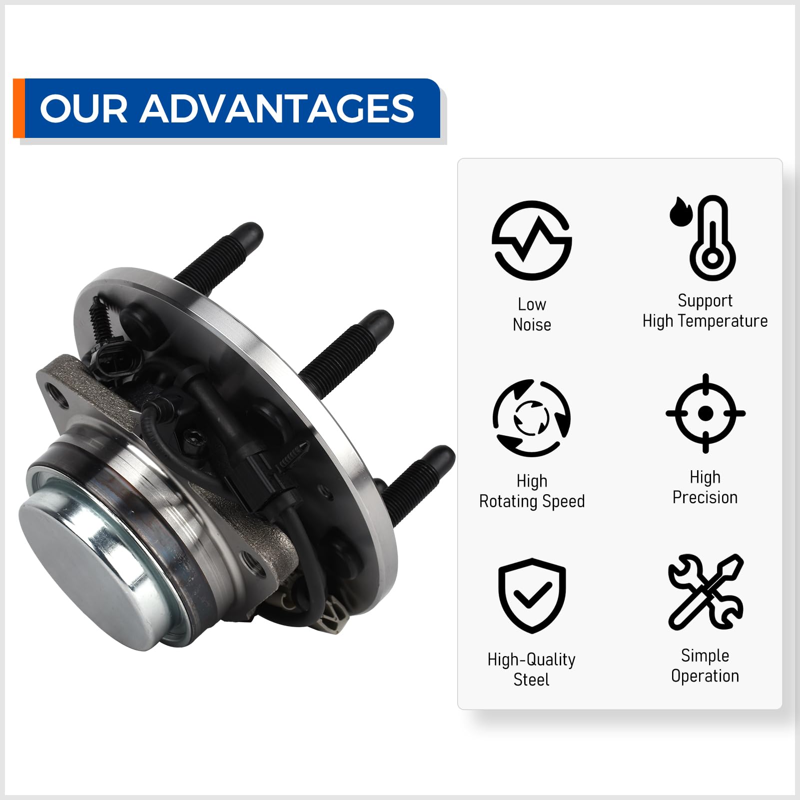 Macel 515054 (2Wd Only) Front Wheel Bearing Hub Assembly Compatible With 00-06 Chevy Tahoe, 99-06 Silverado 1500,00-06 Suburban 1500, Gmc Yukon, 99-06 Sierra 1500, 02-06 Cadillac Escalade 6Lugs W/Abs