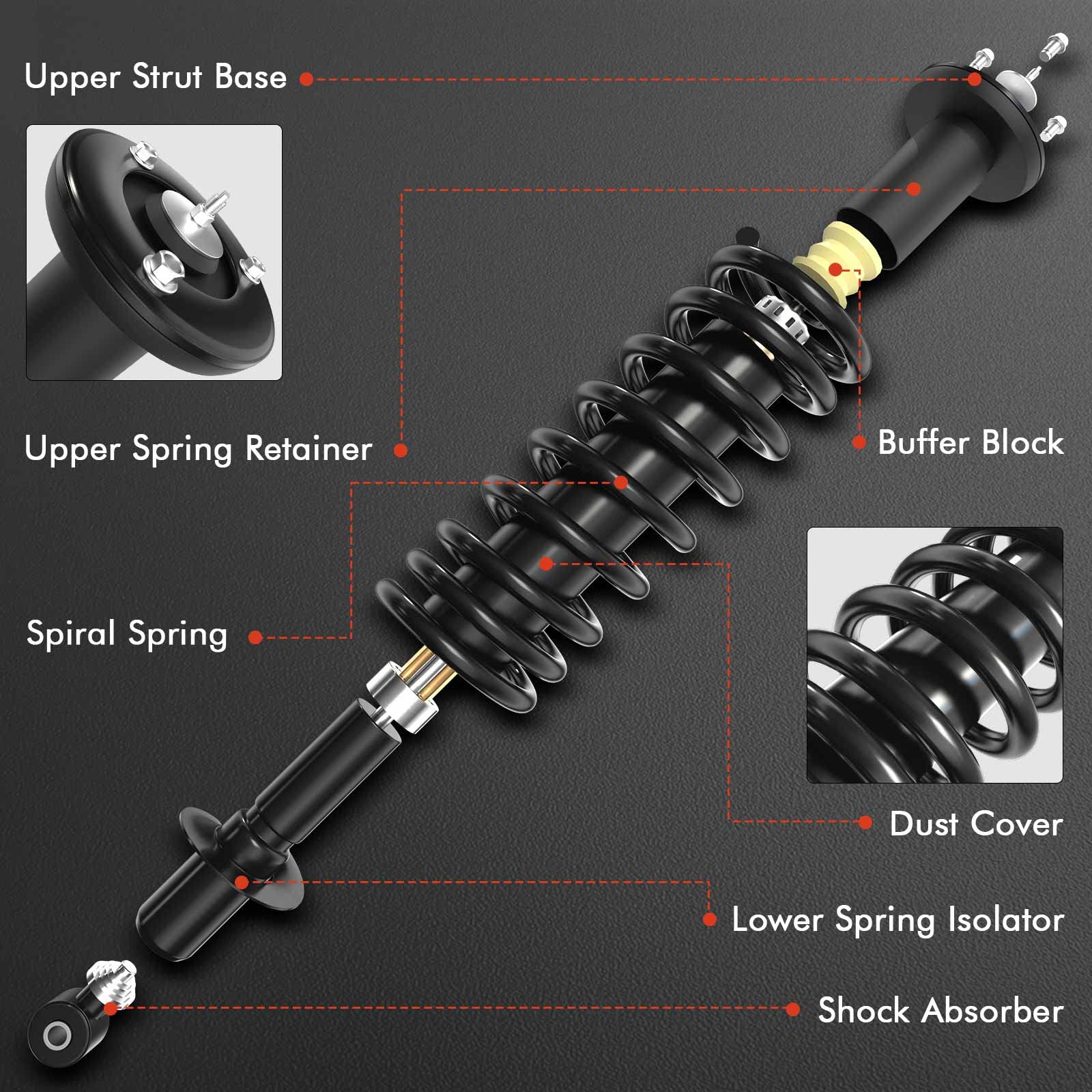 A-Premium Front Pair (2) Complete Strut & Coil Spring Assembly Compatible with Volkswagen GTI 2010 2011 2012 2013 2014, Driver a