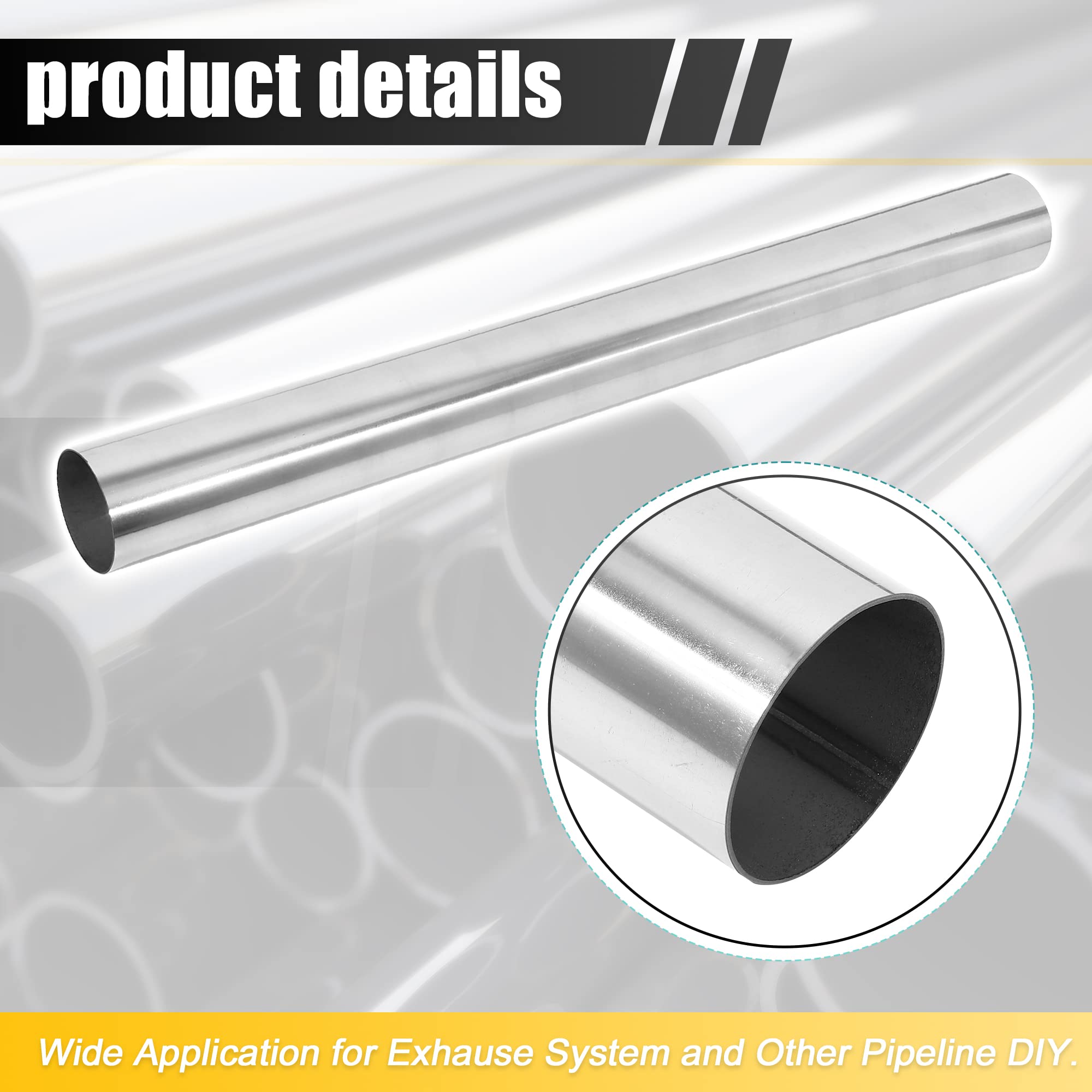 X Autohaux Straight 3' Od 30' Length Diy Custom Mandrel Exhaust Pipe 3 Inch Tube Pipe T304 Stainless Steel Universal Fit