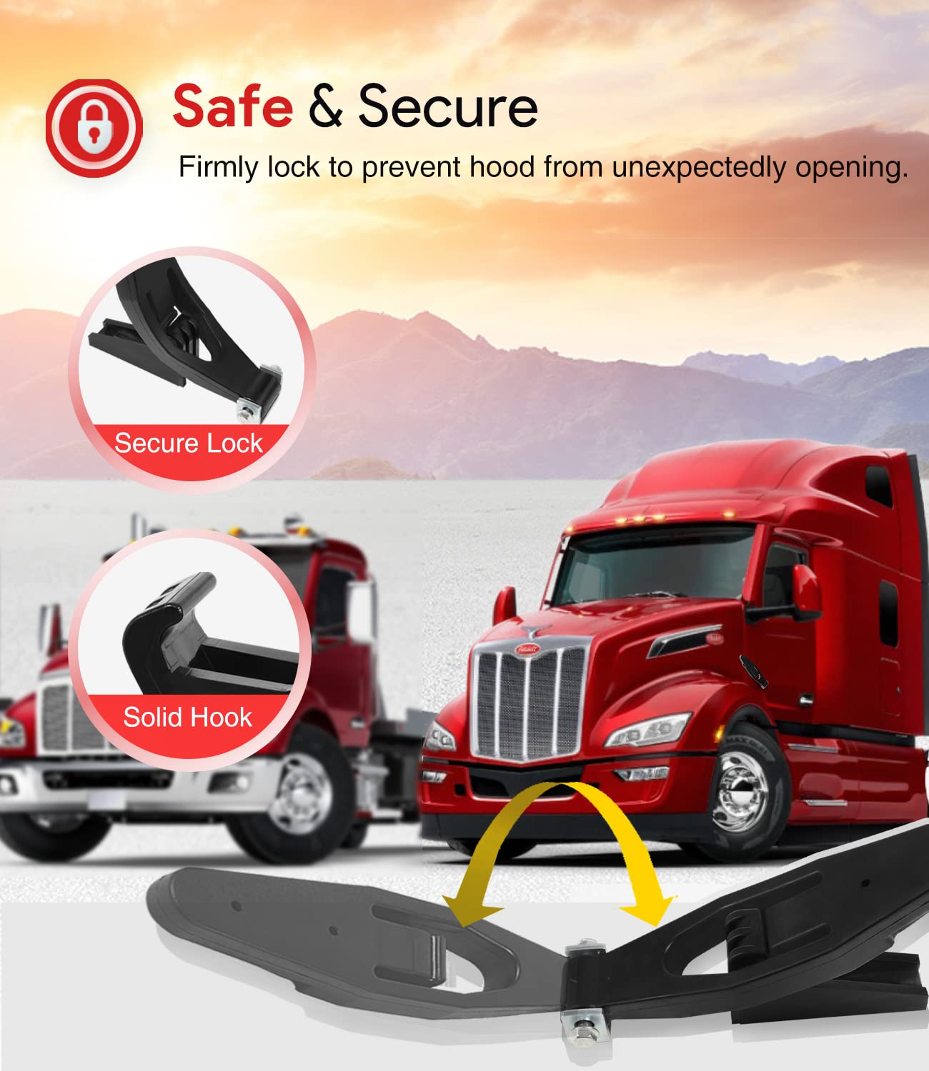 2 Pack For Peterbilt Kenworth Hood Latch Base For Peterbilt 379 378 377 357 389 367 388 389 & Kenworth T300 T600 T800 W900 Peterbilt L56-0001& Kenworth 315-5401, 13-04339