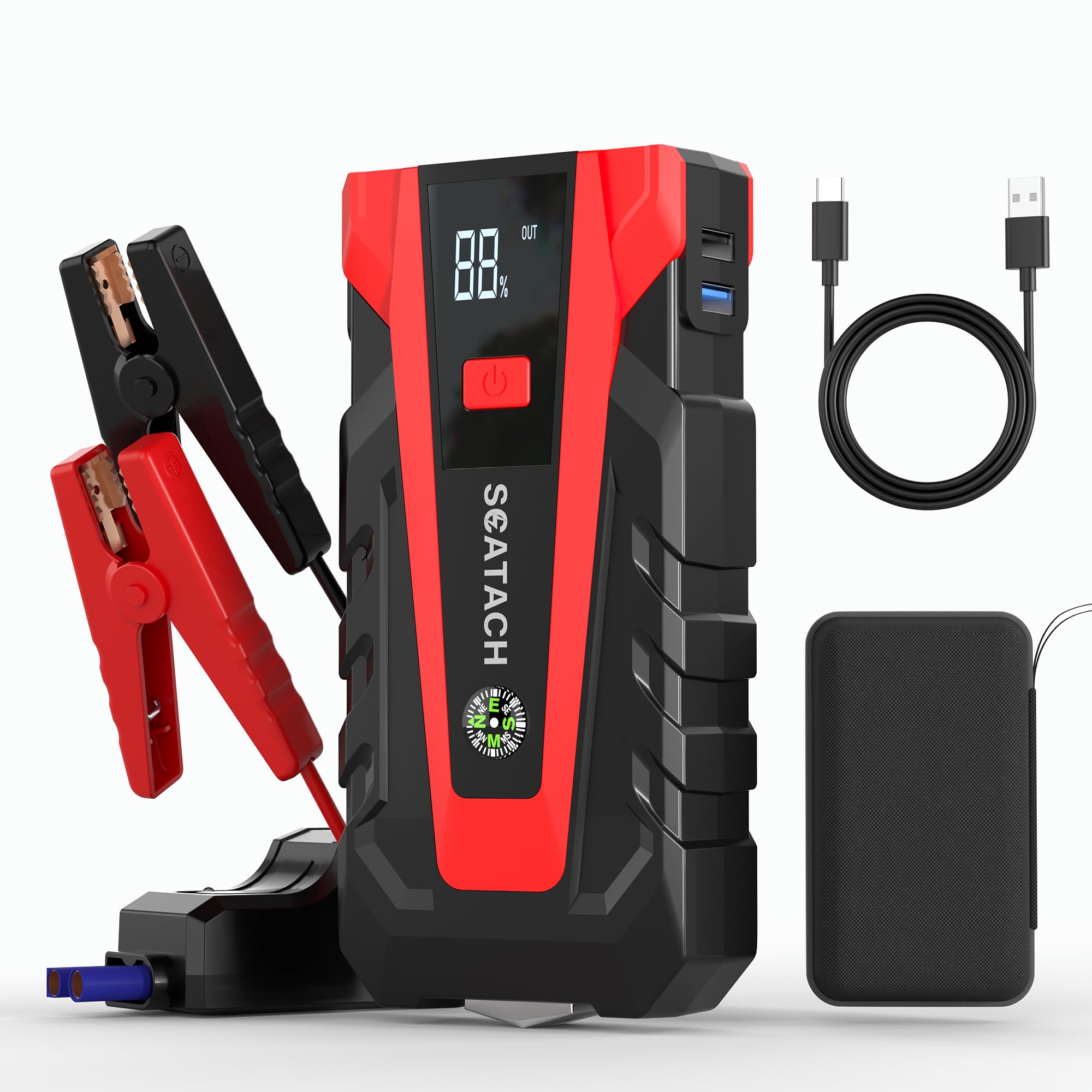 Scatach 011 3000A Car Battery Jump Starter,12V Jump Starter Battery Pack (Up To 9.0L Gasoline And 7.0L Diesel Engine), Portable