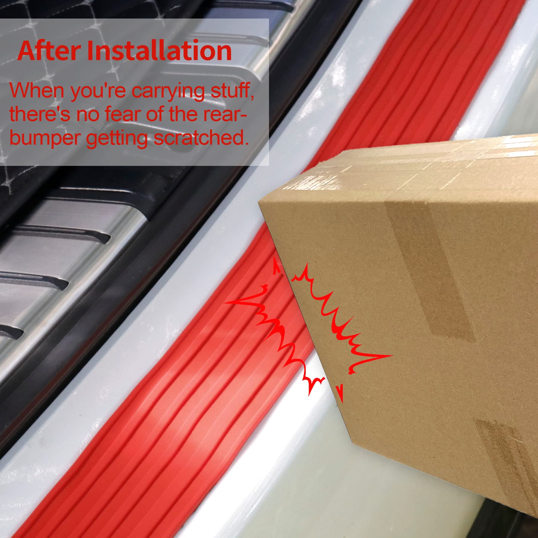 Singaro Car Rear Bumper Protector, 35.5Inch X2.75Inch Car/Suv Universal Rubber Anti-Scratch Trunk Exterior Accessories(Red)