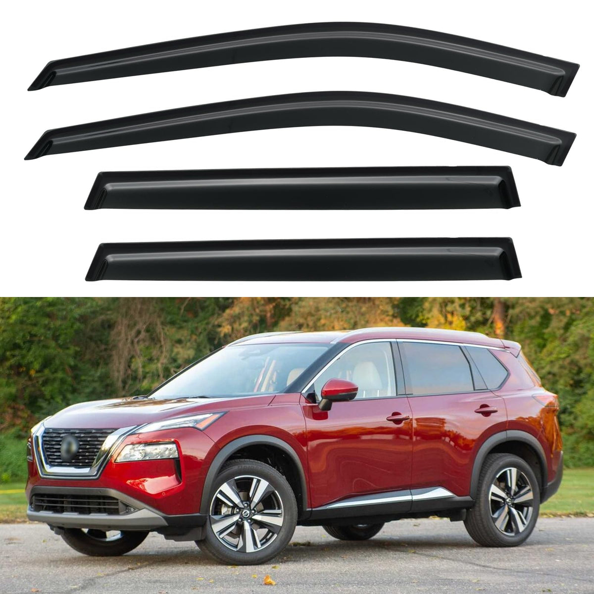 Window Visors Rain Guards for 2021-2025 Nissan Rogue, Out-Channel Window Vent Wind Deflectors Visors Shades for 21-25 Rogue (Not