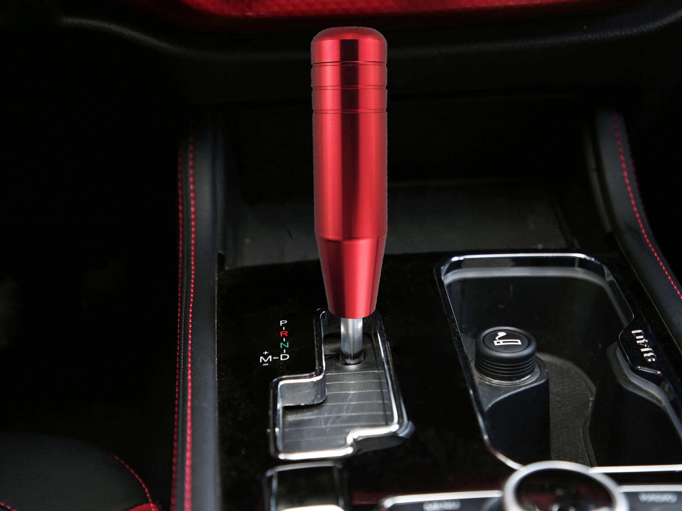 Abfer 5 Red Shift Knob, Aluminum Alloy Weighted Gear Lever Metal Stick Shifter Handle Fit Most Automatic Manual Vehicle