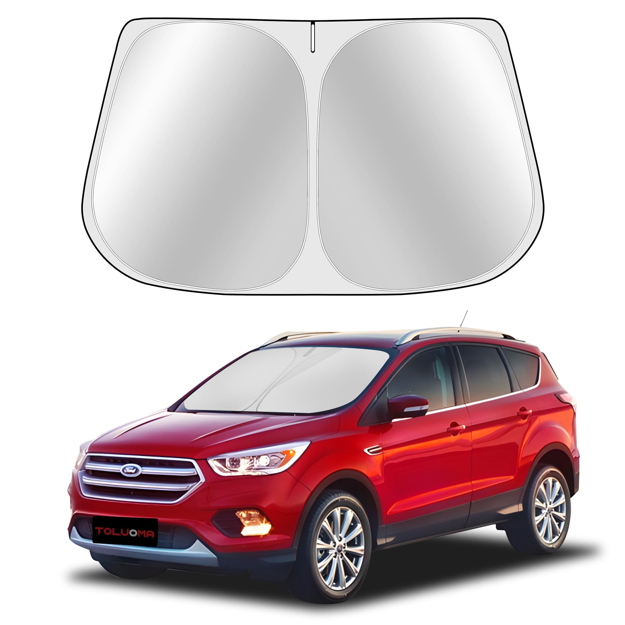 Toluoma Custom Fit Windshield Sun Shade For Ford Escape 2013-2019 - Full Coverage, 210T Reflective Fabric, Double-Layer Design -