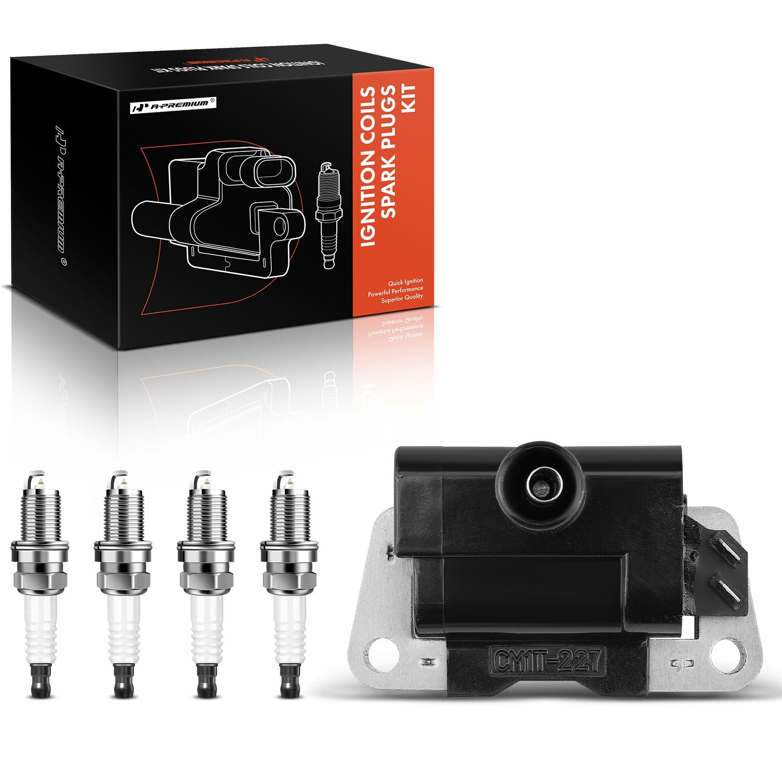 A-Premium 1X Ignition Coil Pack And 4X Iridium Spark Plugs Compatible With Nissan Frontier 2001-2004, Sentra 1996-1999, 1.6L 2.4