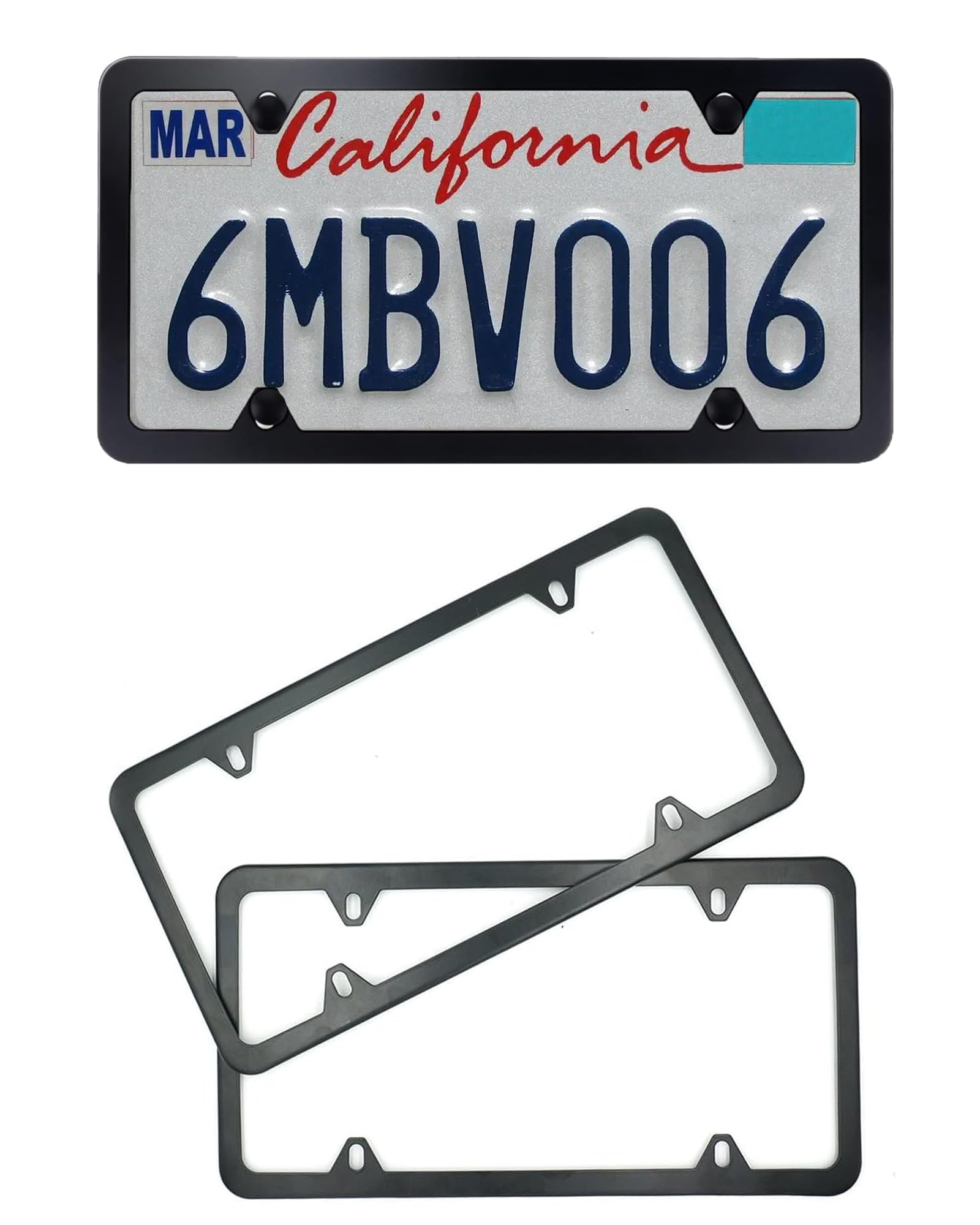 Indeed Buy License Plate Frames Black, Newest 2 Pcs 4 Holes Car Licenses Plate Covers Stainless Steel Holders Frame For Plates With Screw Caps.