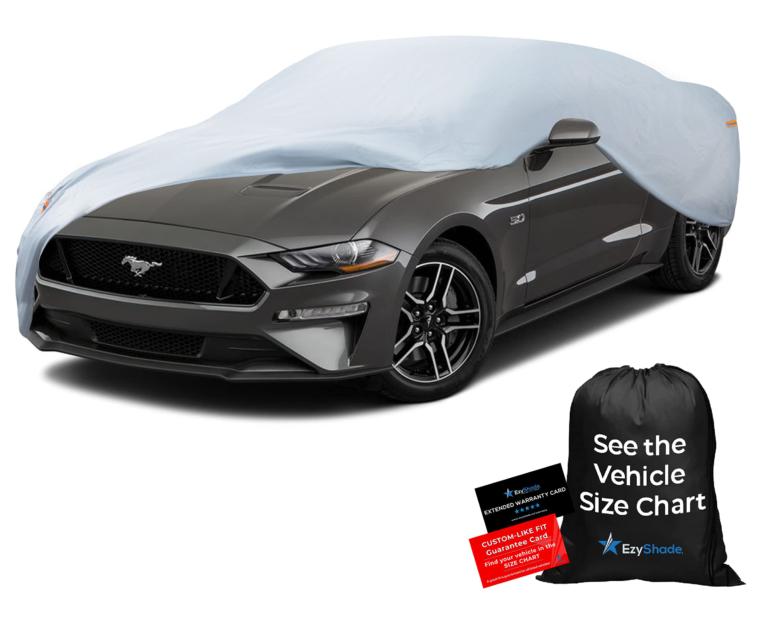 Ezyshade 10-Layer Waterproof Sports Car Cover. See Vehicle Size-Chart For Accurate Fit. All Weather Full Outdoor Covers. Corvette Mustang Porsche Classic Cars. Sun Snow Rain. Size C3 (See Size Chart)