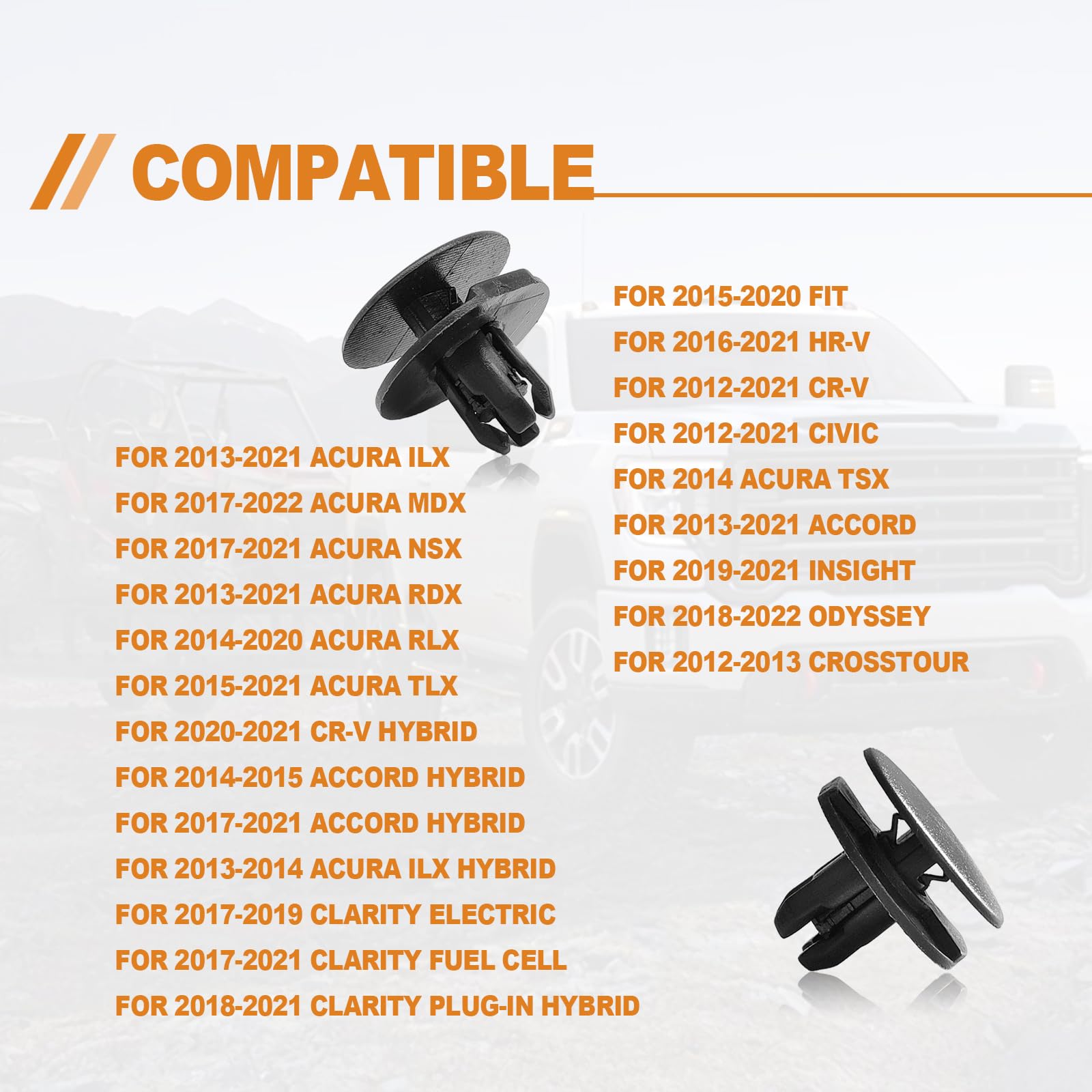 20PCS Front Fender Liner Retainer Clips Compatible with Honda Acura Accord Civic Clarity Crosstour CR-V Odyssey RLX TLX TSX ILX