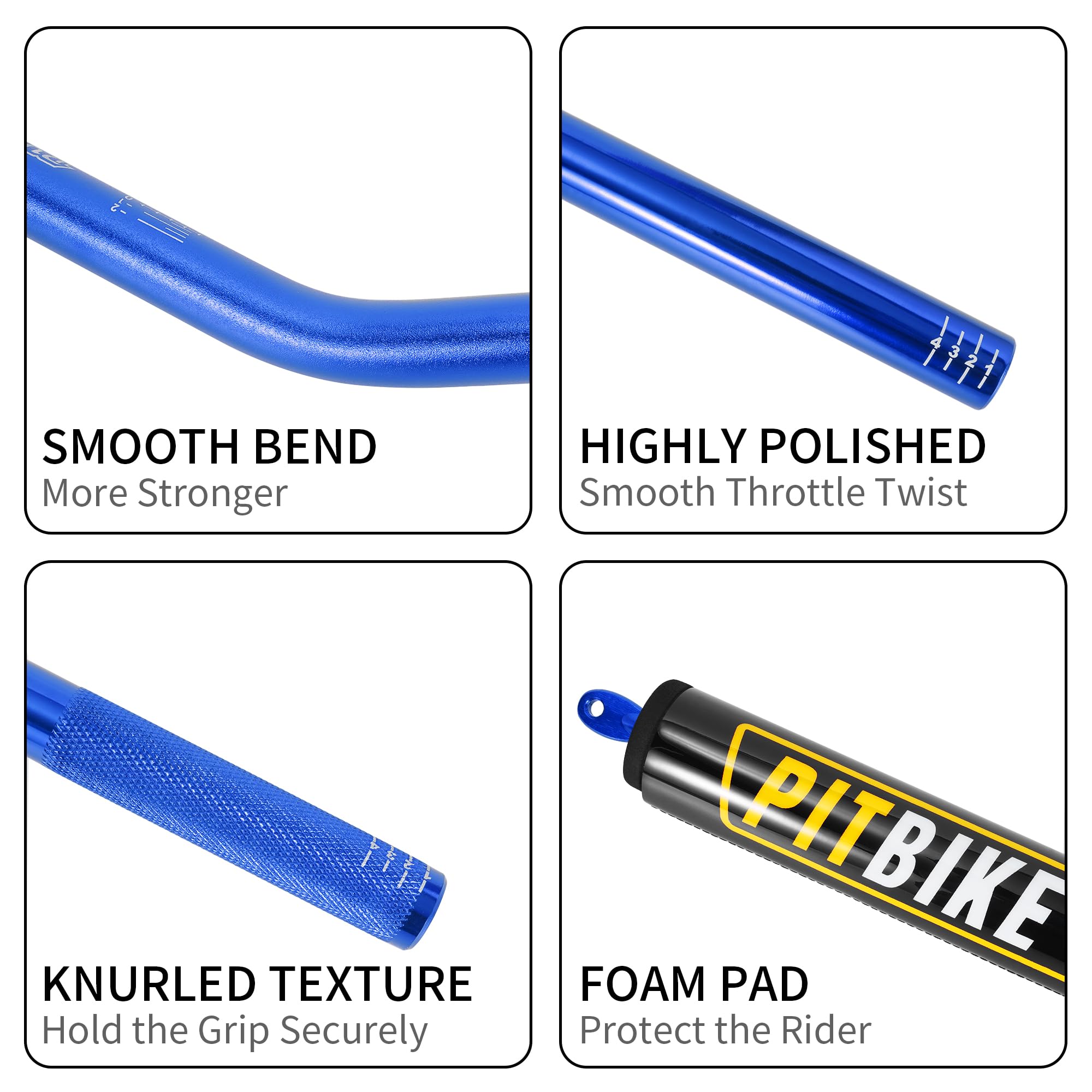 Motorcycle Handlebars 7/8 Inch,RUTU Universal Dirt Bike Handle Bar with Crossbar Pad Low-Rise Drag Bar for Motocross ATV Quad-Bl