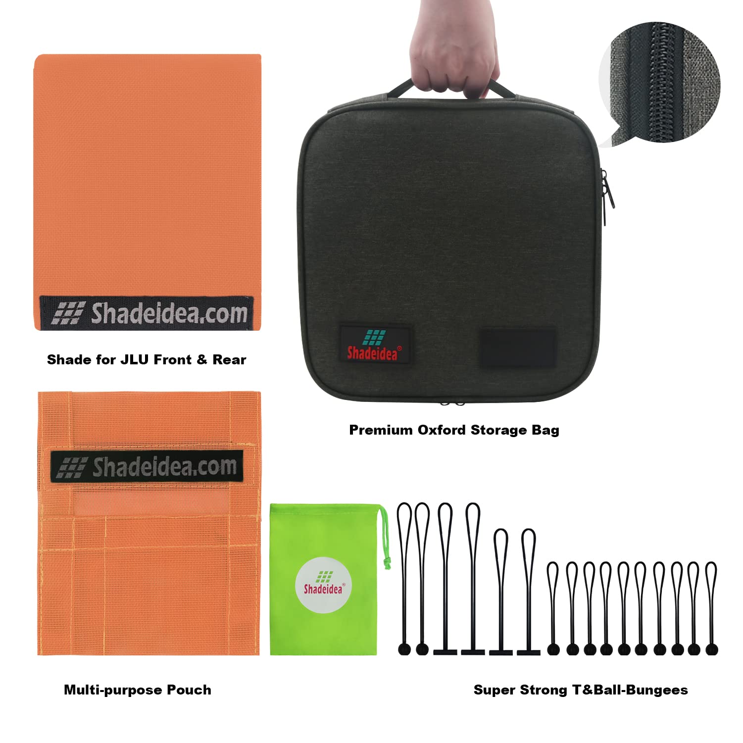 Shadeidea Jl Top Sun Shade Compatible With Jeep Wrangler Jlu Unlimited (2018-2023) 4 Door Front And Rear-Orange Mesh Screen Suns