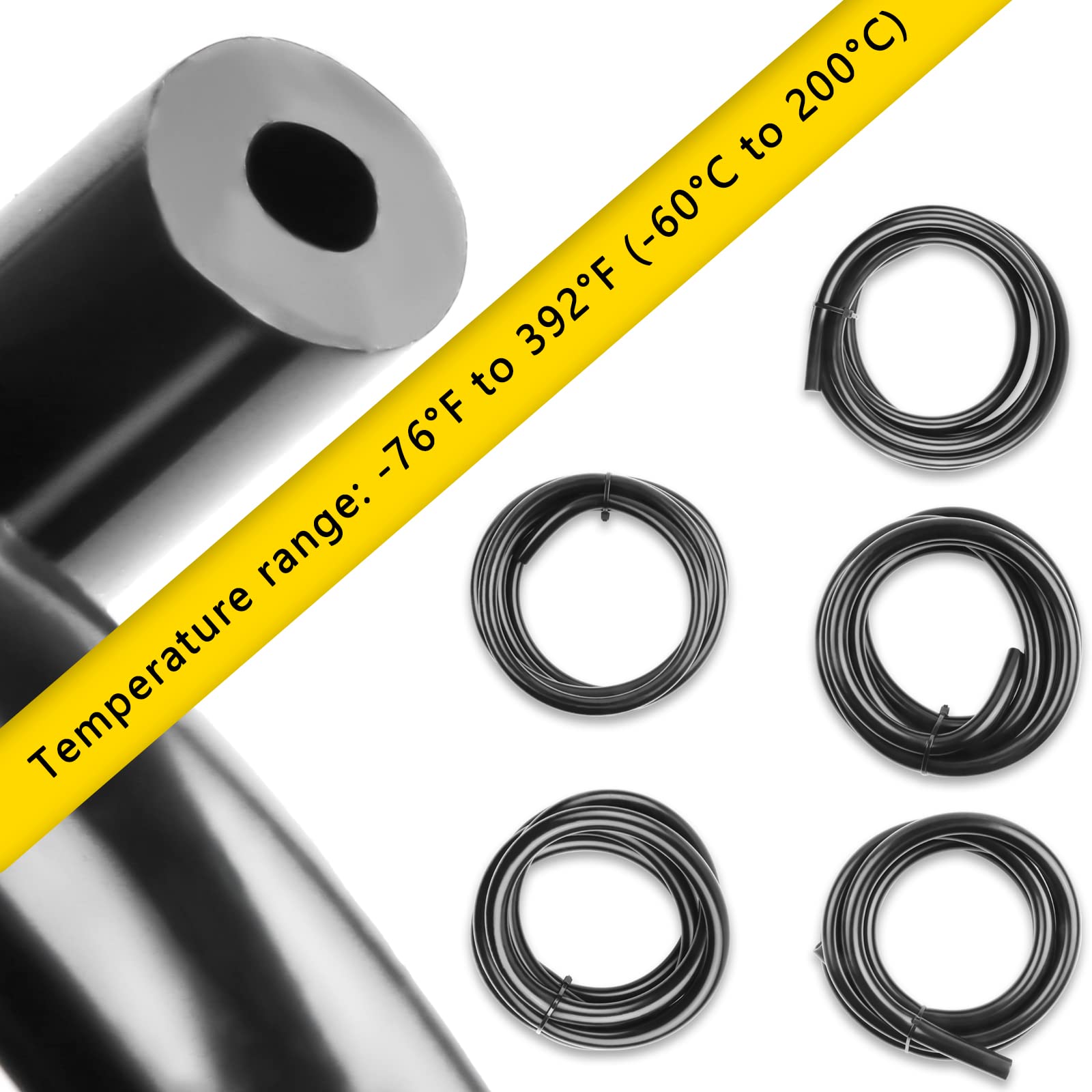 Vacuum Hose Automotive 10 Ft 5Pcs, 1/8'' 5/32'' 1/4'' 5/16'' 3/8'' Id High Performance 130Psi, Vacuum Lines Automotive, Silicone