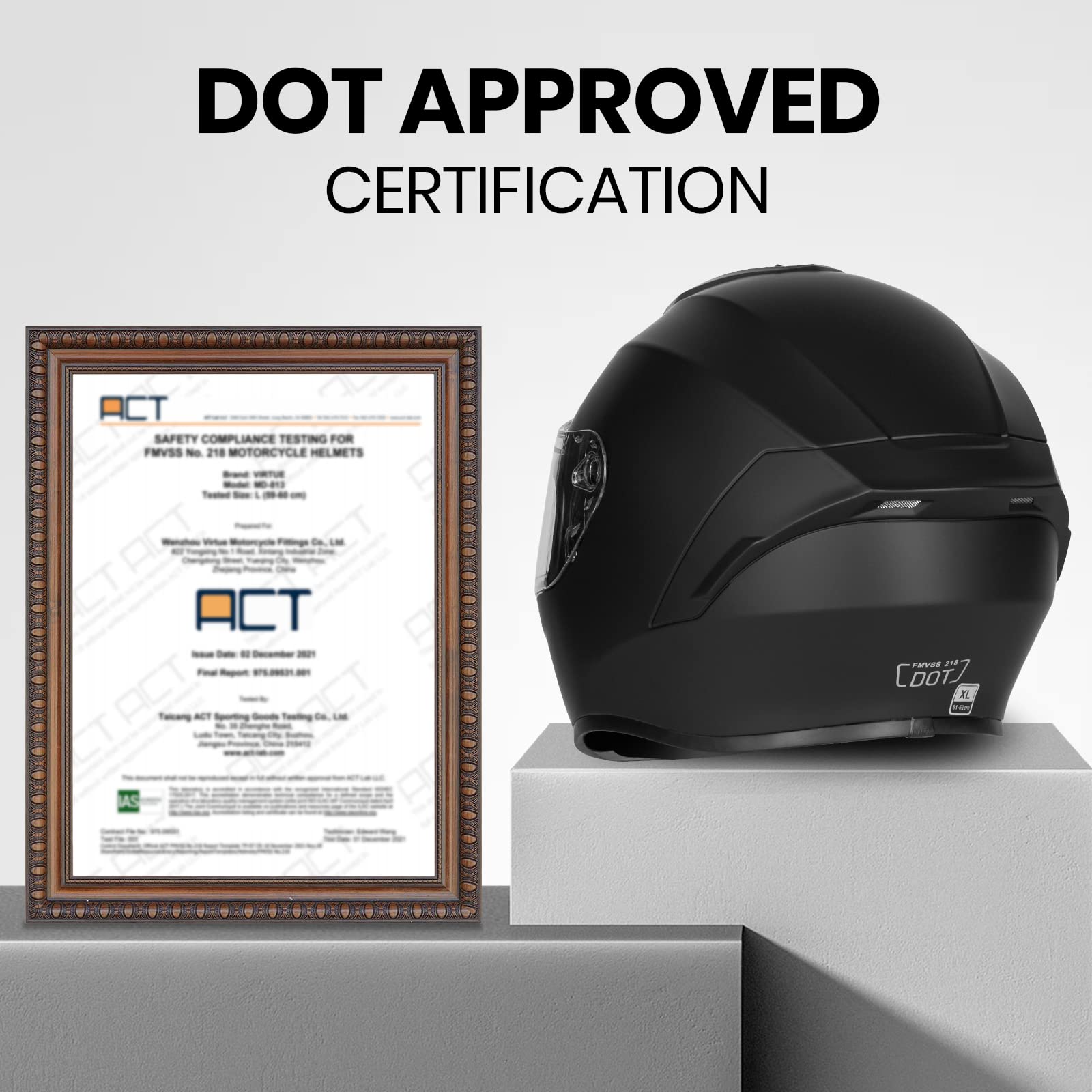 Favoto Motorcycle Full Face Helmet DOT Approved, Lightweight ABS Shell, Anti-Fog Film Included, Flip-Up Visor Lightweight Motorc