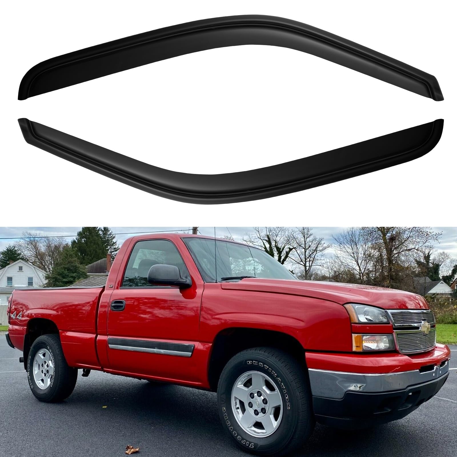 Window Visors Rain Guards For 1999-2007 Chevy Silverado/Gmc Sierra 1500, Window Vent Wind Deflectors Visors Shades For 99-06 Sil