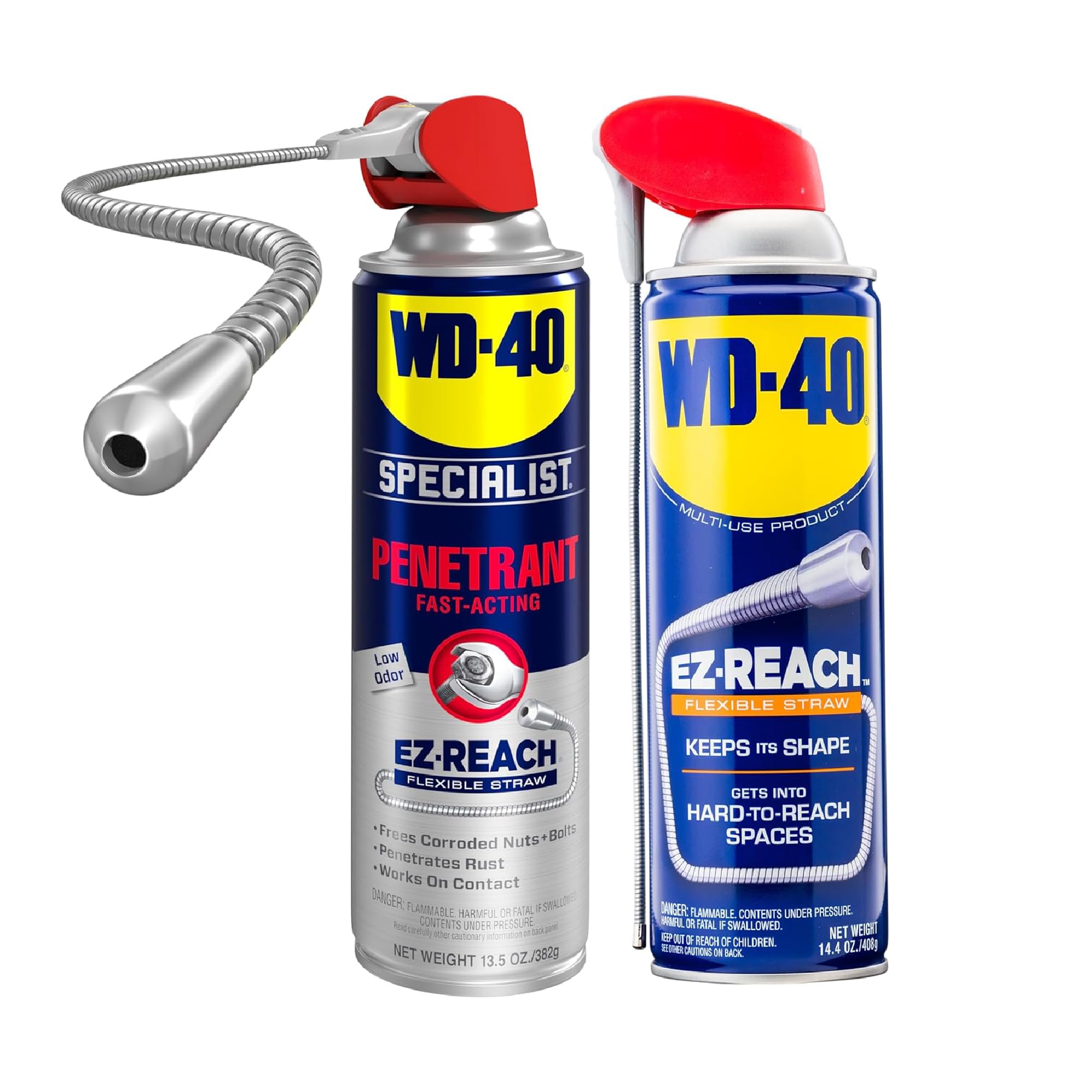 Wd-40 Original Formula With 8-Inch Ez-Reach Flexible Straw 14.4 Oz And Wd-40 Specialist Penetrant With 8-Inch Ez-Reach Flexible