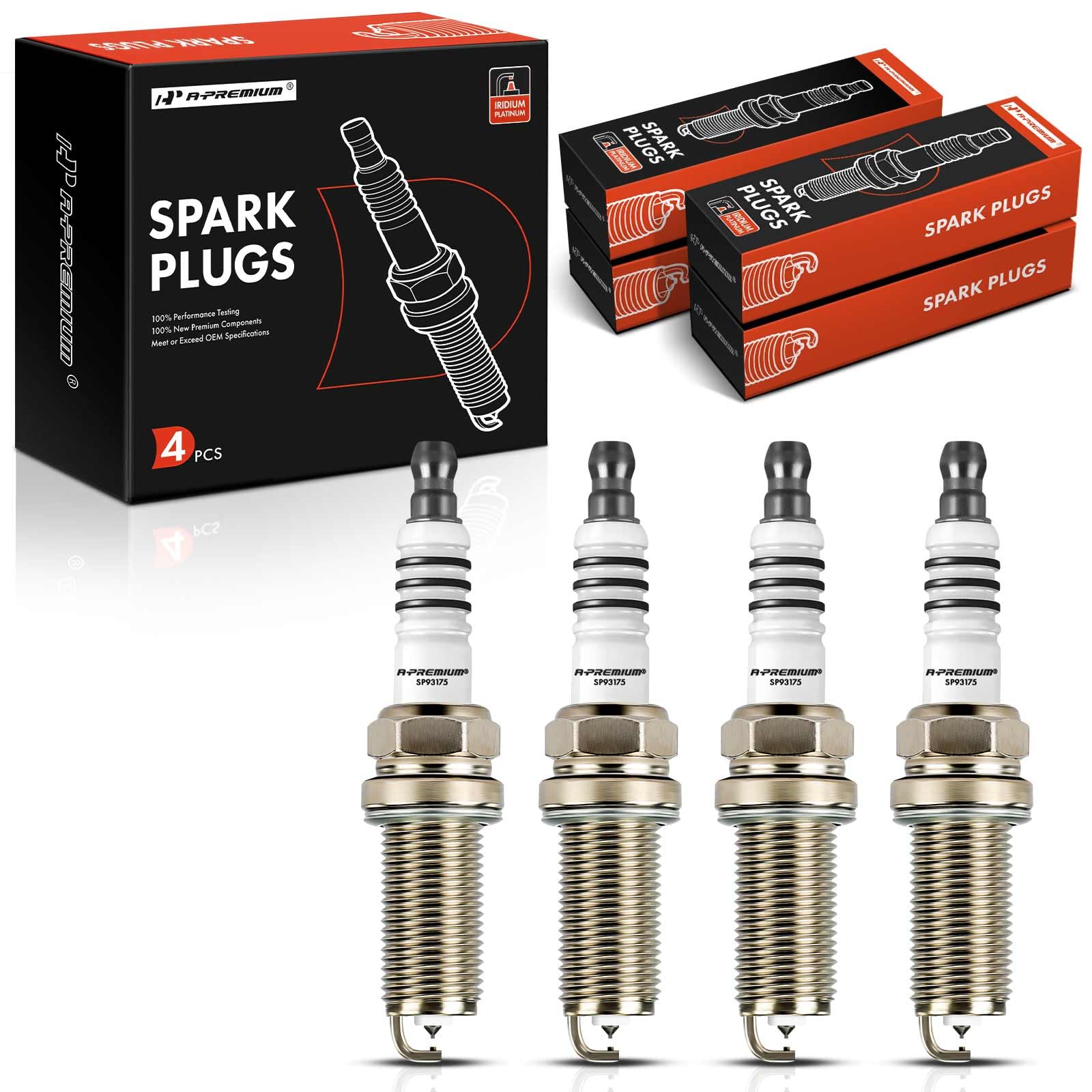 A-Premium Iridium Platinum Spark Plugs Compatible with Honda CR-V, Civic, Accord, Crosstour & Hyundai Elantra, Elantra Coupe/GT,