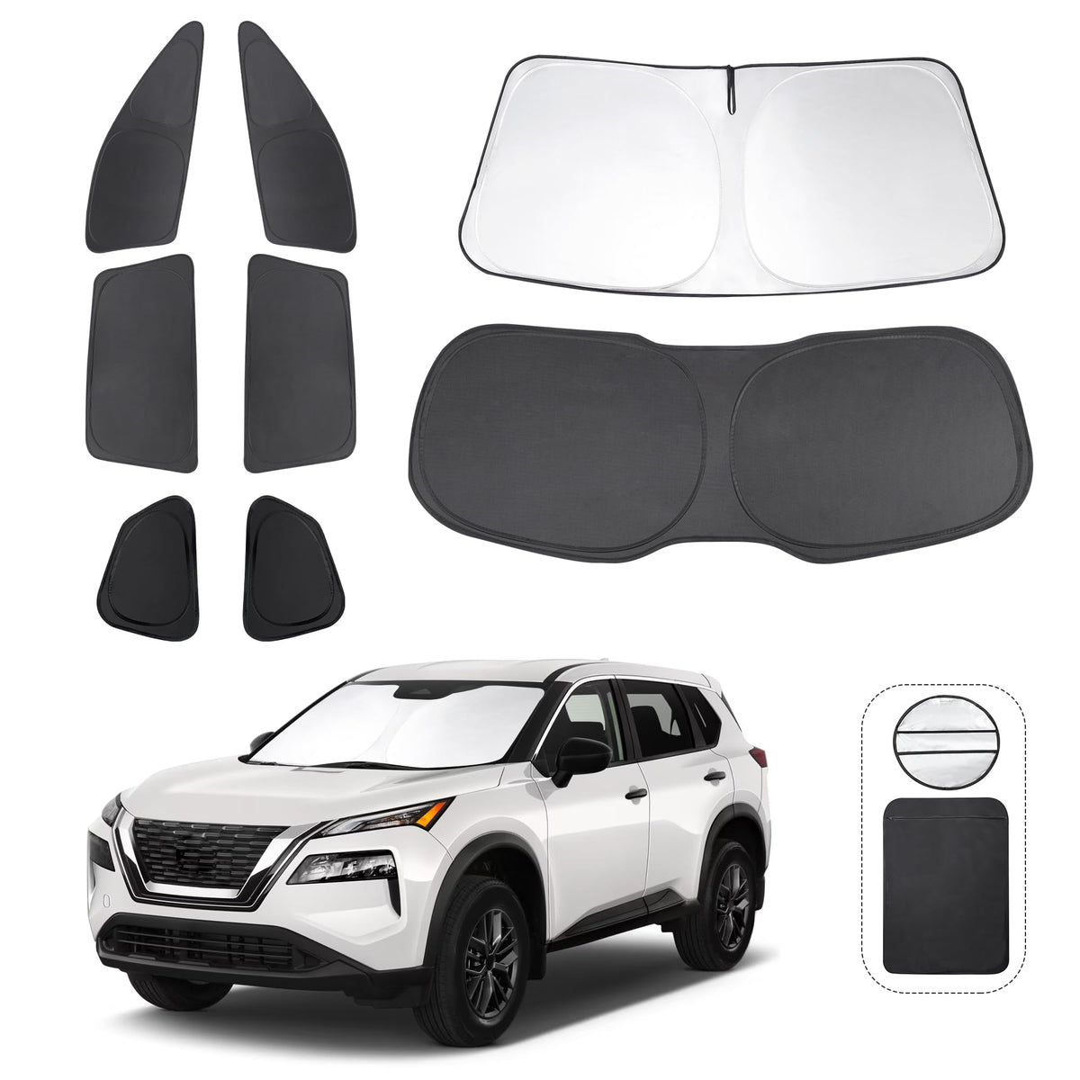 Tinglu Window Shades For Nissan Rogue 2021-2024 2025(Not For Rogue Sport) Accessories Car Side Full Windows Cover Camping Rear T