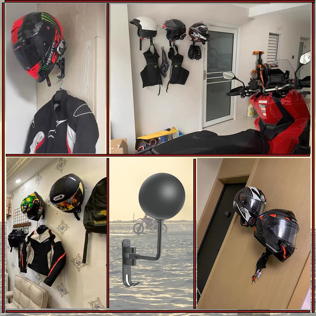 bike mount motorcycle helmet hanger SANGMO 180? Motorcycle Helmet Rack Rotation Metal Helmet Holder Wall Mounted Helmet Rack Motorcycle with 2 Hooks Helmet Hanger