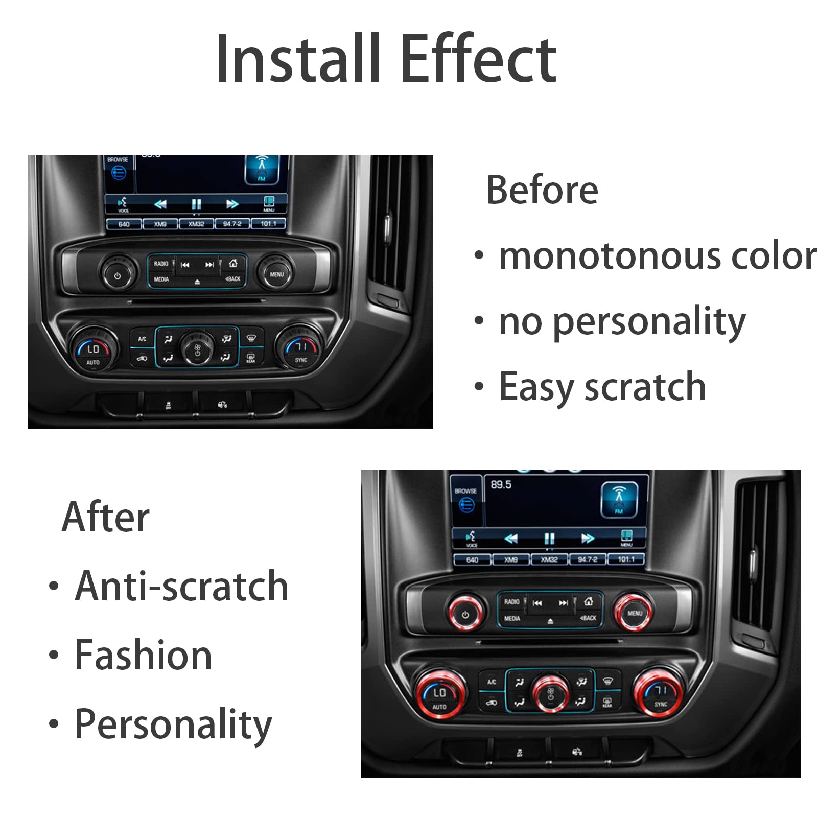 Lanyun Compatible With Chevy Silverado Gmc Sierra Center Console Switch Button Trim Air Conditioner Control Knob Cover From 2014