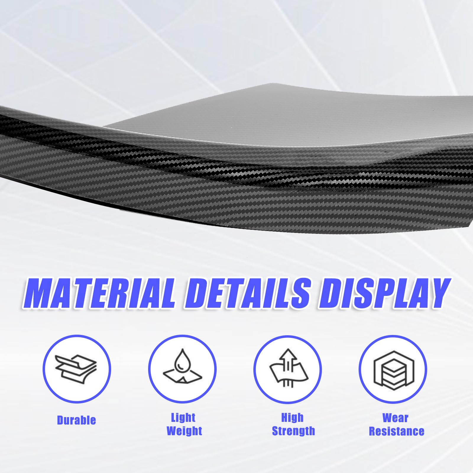 KUAFU 3Pcs Front Bumper Lip Splitter Compatible with 2016-2020 Tesla Model X Under Chin Spoiler Air Dam Body Kit Carbon Fiber Co