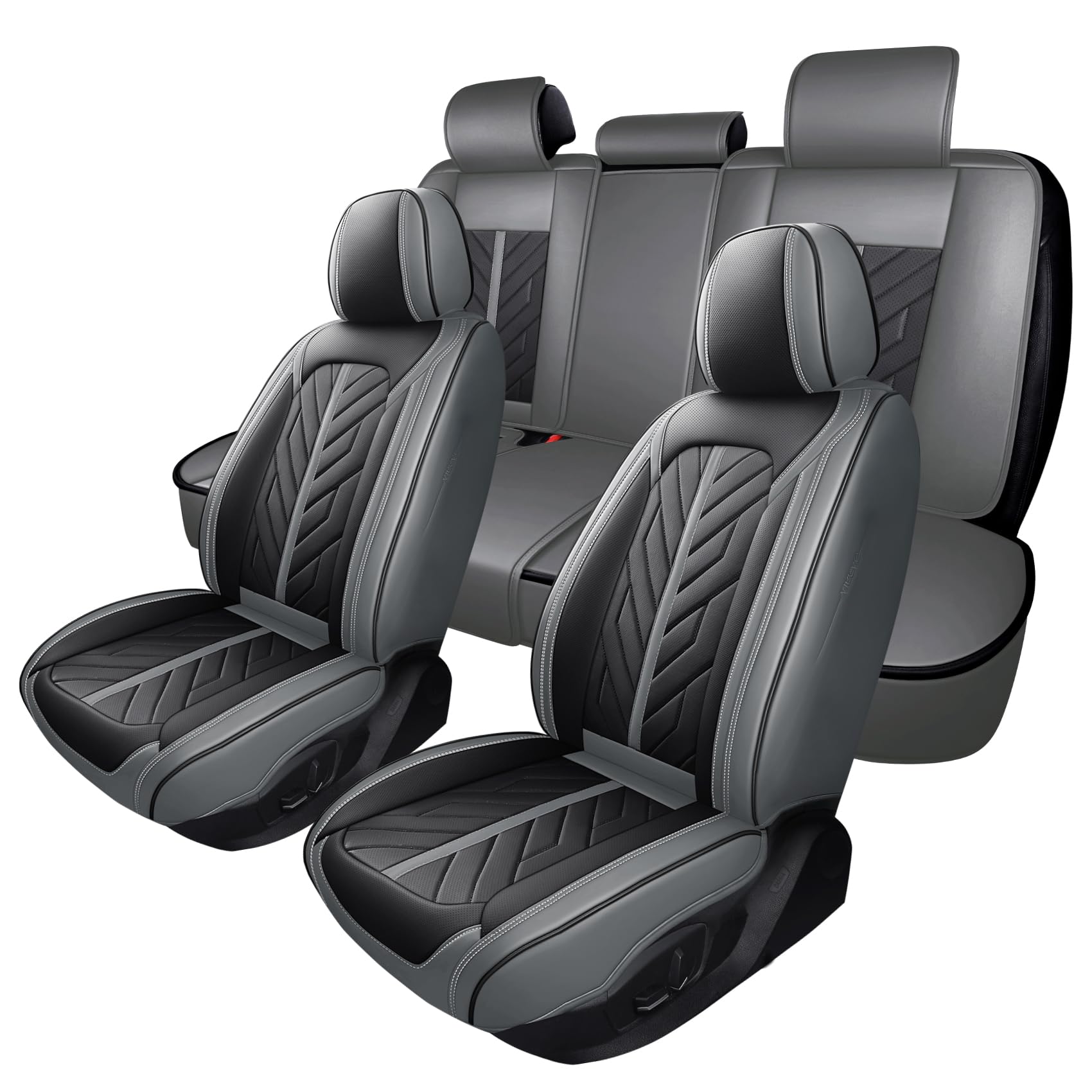 Tomatoman Car Seat Covers Full Set,Universal Automotive Leather Vehicle Cushion Full Coverage Protectors Fit for Most Sedans SUV