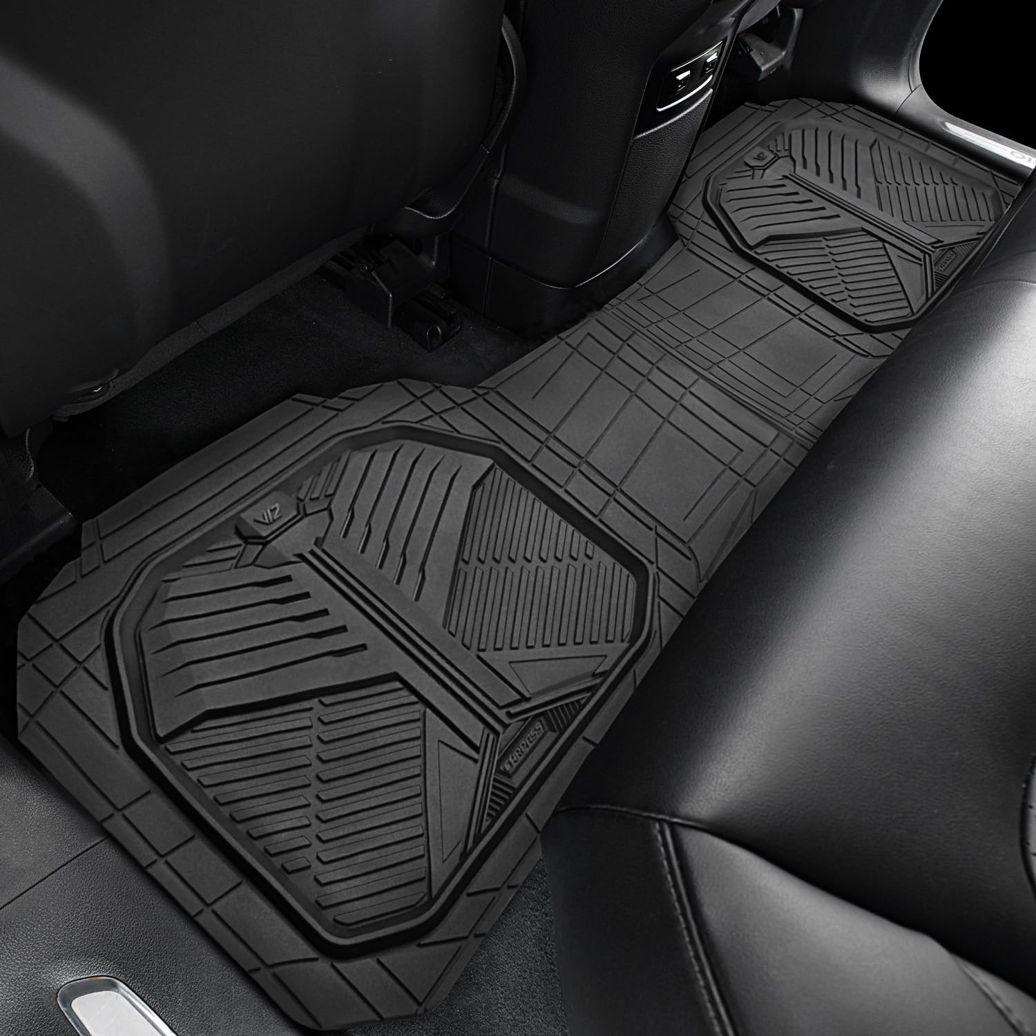 Car Pass Heavy Duty Rubber Rear Car Mat, Deep-Dish Odorless Car Floor Mats All Weather, Universal Trim-To-Fit For Suvs Trucks Se