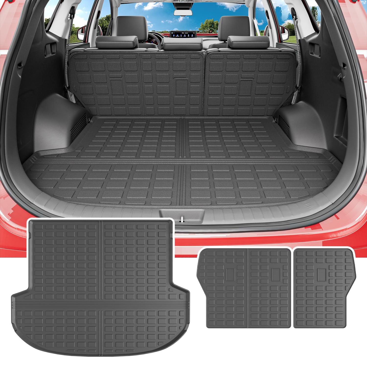 Powoq Cargo Liner Compatible With 2021 2022 2023 Santa Fe Trunk Mat Cargo Mat All Weather Tpe Backrest Liner Replacement For 2021 2022 2023 Santa Fe Accessories (Compatible With 21-23 Santa Fe)