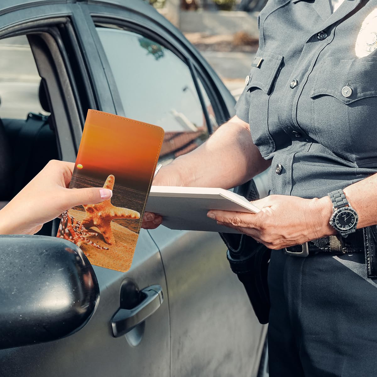 Tildosac Leather Car Registration And Insurance Card Holder, Car Document Holder For Cards License With Magnetic Shut(Orange)