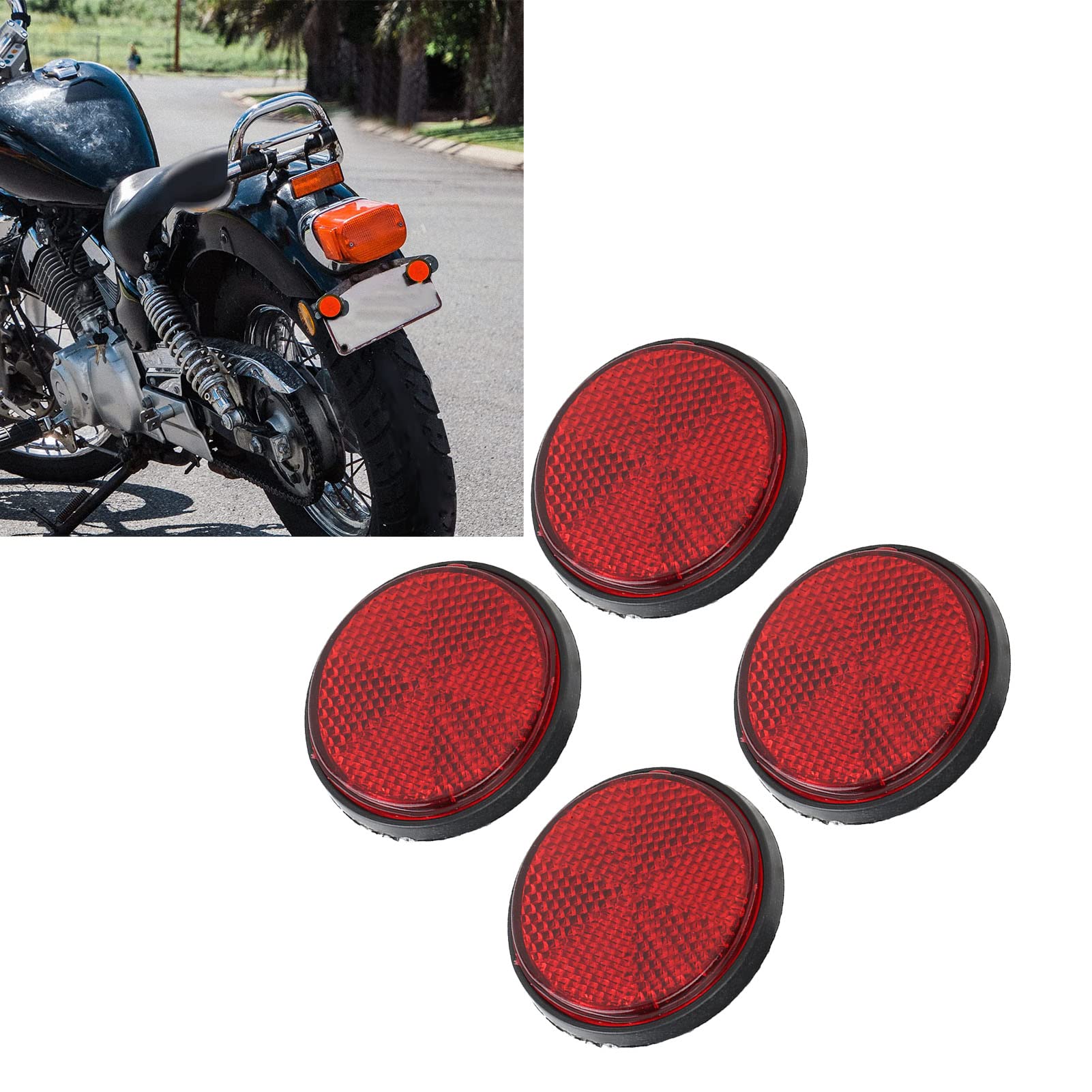 4Pcs Warning Reflector,2in Round Side Marker Reflectors Red M6x1.0 Thread for Motorcycle Bicycles Semi Trucks Trailers Boats Sco