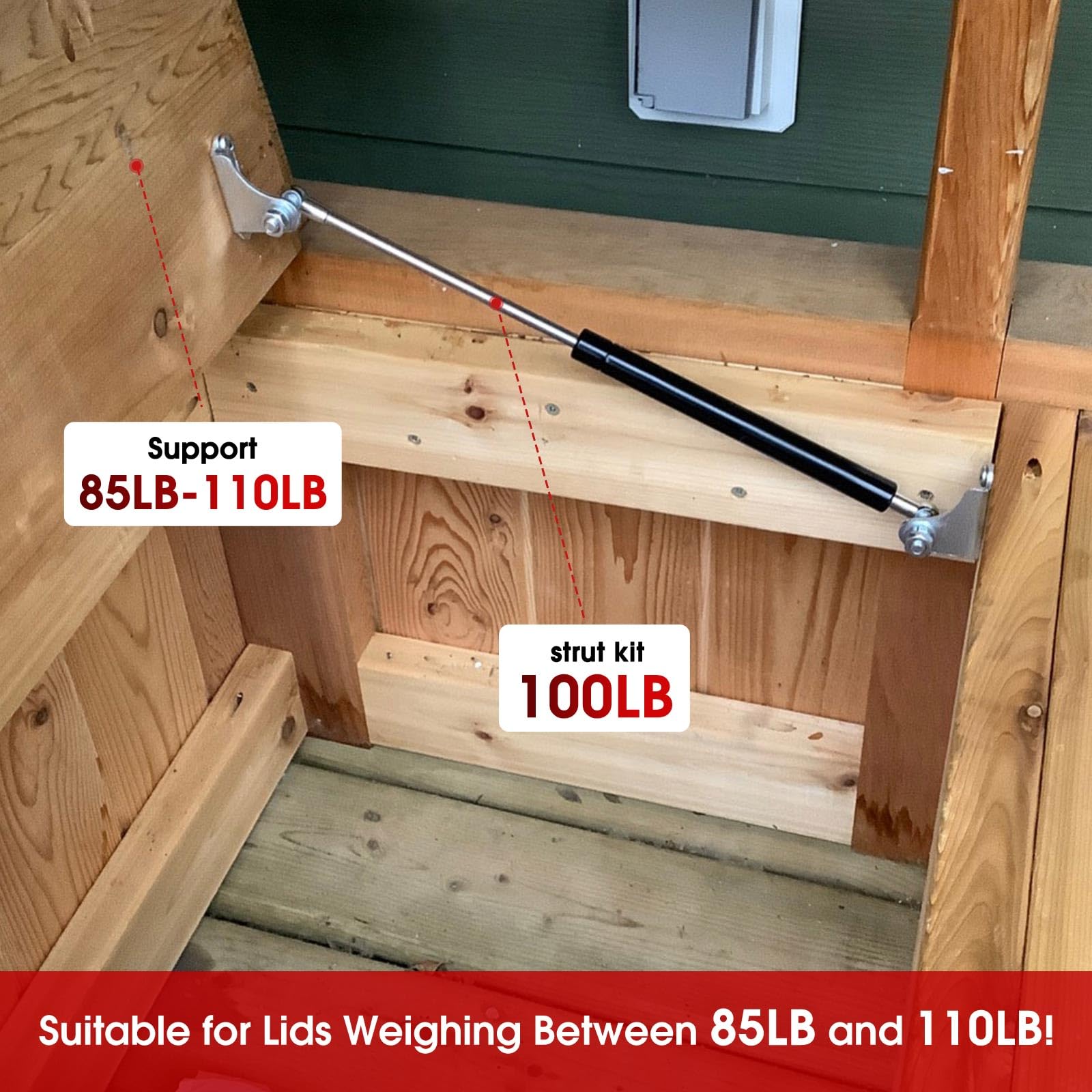 17 Inch 100Lb/445N Heavy-Duty Gas Shock Strut Spring For Tool Box Rv Bed Cabinet Boat Cover Door Lid And Custom Projects, A Set