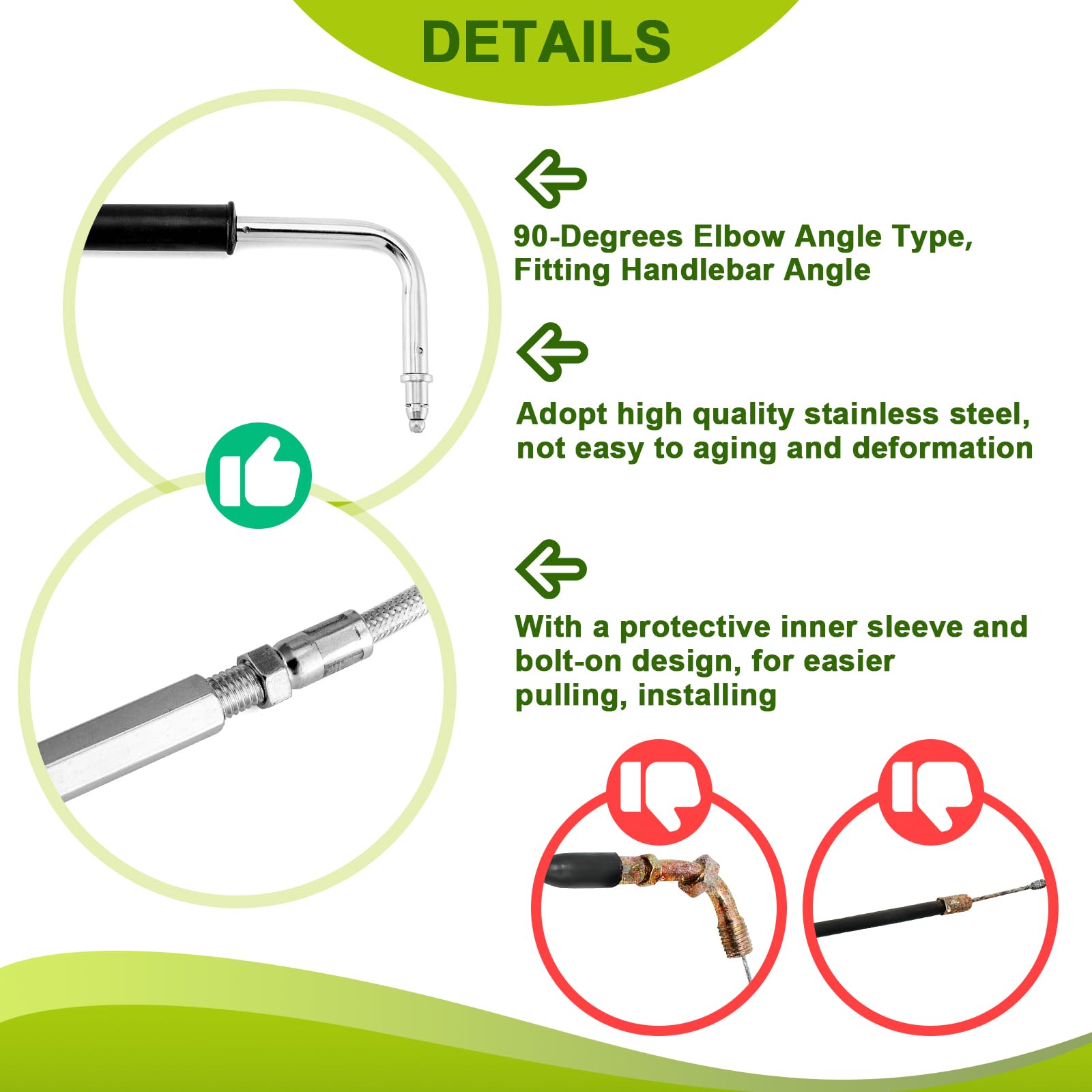 Mofun Extended Length 44'' Throttle and Idle Cable Kit Compatible with Harley Sportster XL 883 1200 Softail Dyna, Stainless Stee