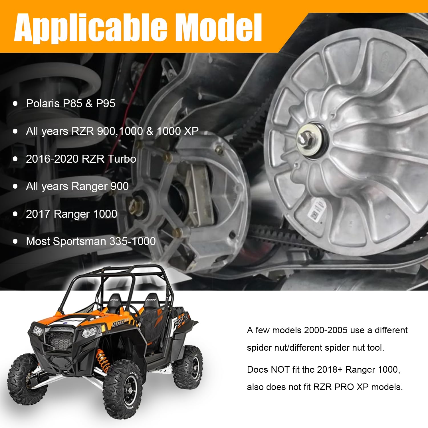 Complete Primary Clutch & Secondary Service Tools Kit Fit for All Years Polaris RZR 1000, Ranger 900/1000, Polaris General 1000,