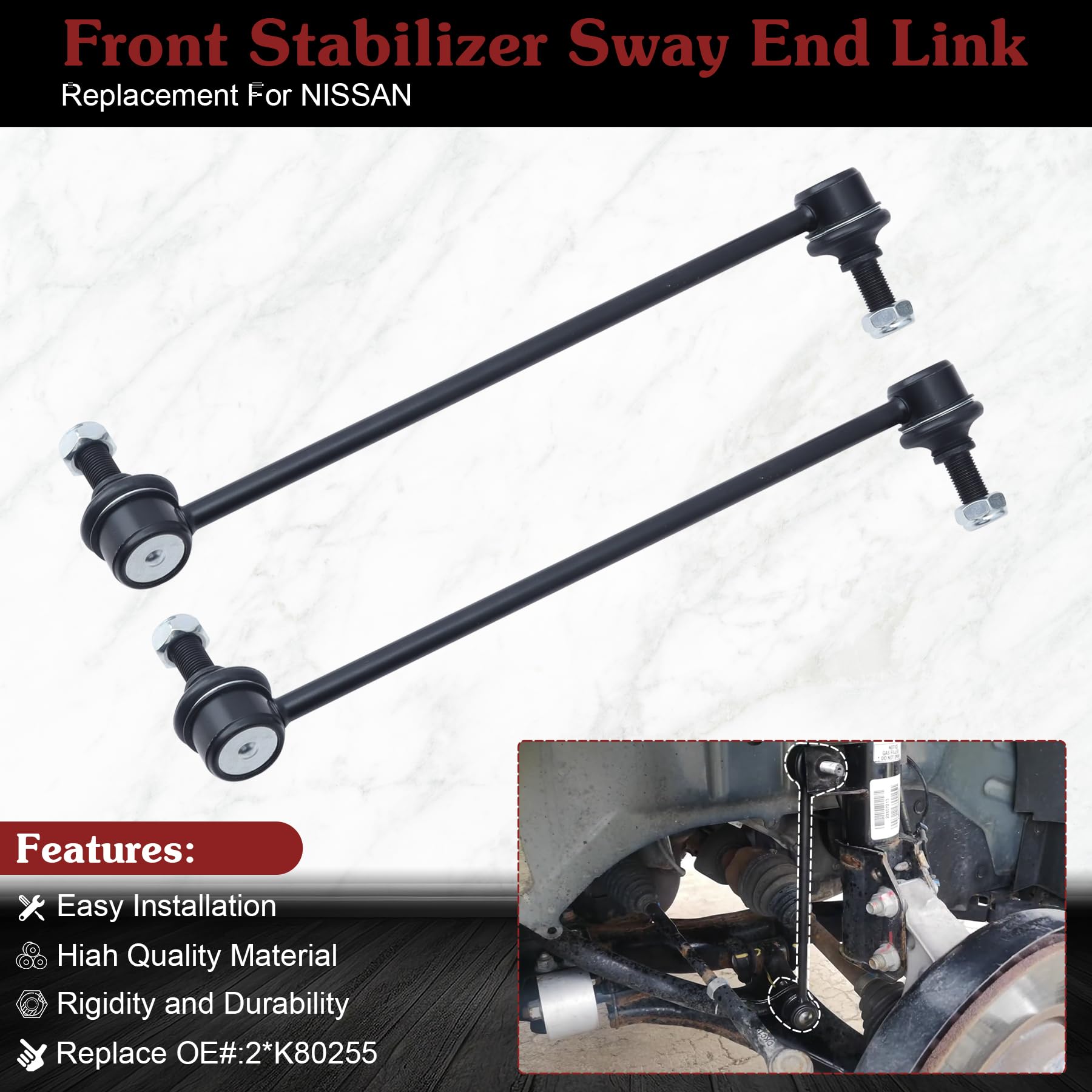 Stiueoav K80255 Sway Bar Link - Front Stabilizer End Link Compatible With 2003-2007 Murano?2004-2009 Quest