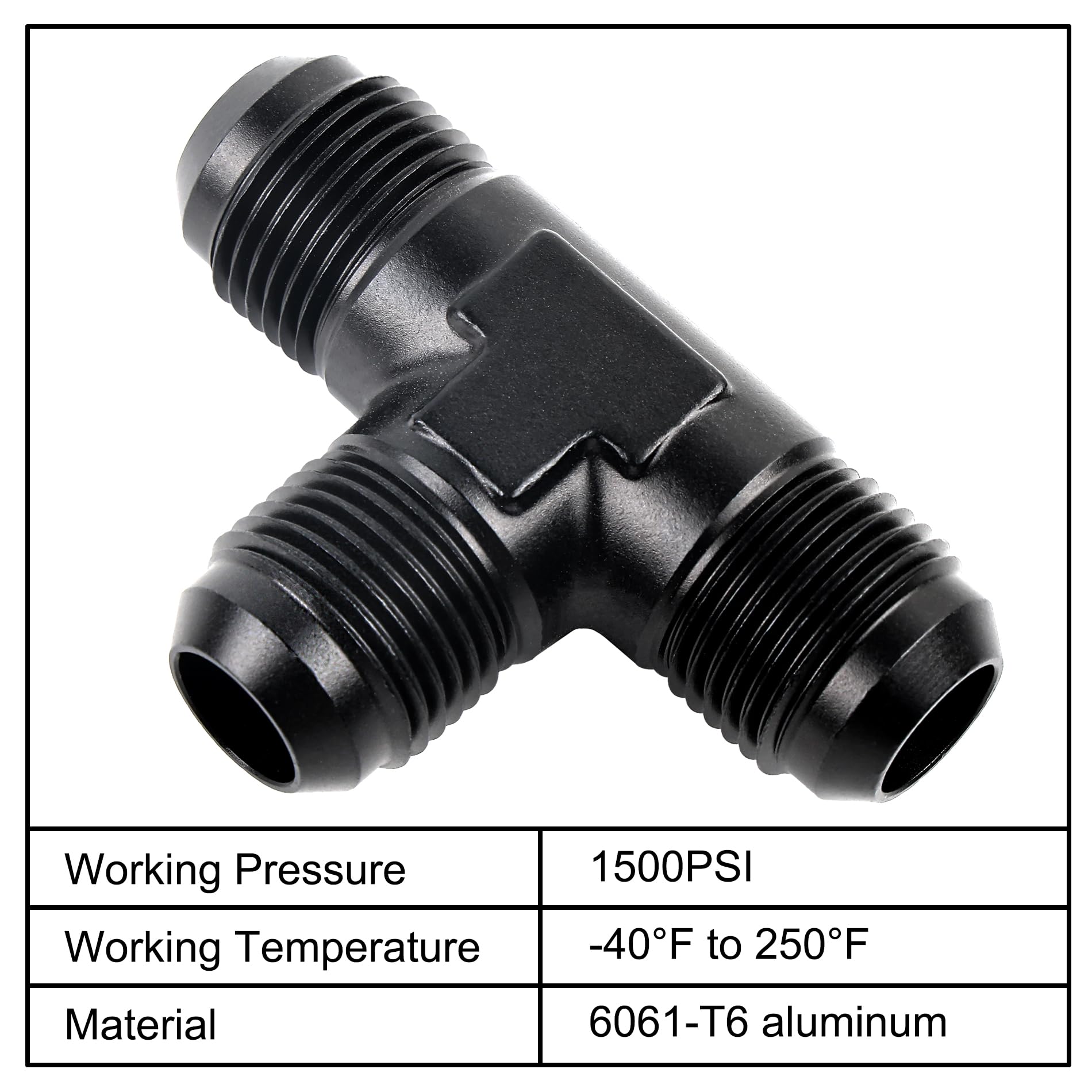 Evil Energy 10An Male Flare Tee Fitting Adapter T Union Aluminum Black