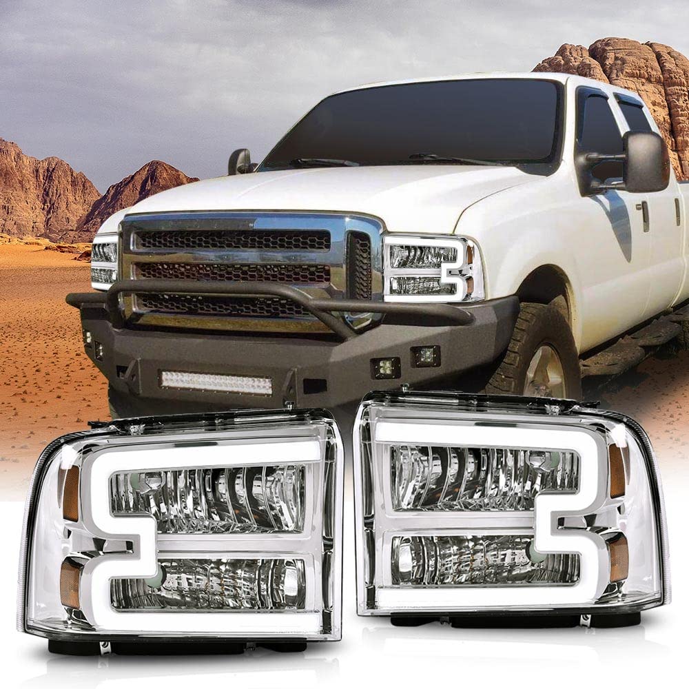 Pit66 Led Headlight Assembly Compatible With 2005-2007 Ford F250 F350 F450 F550 Super Duty/ 2005 Excursion,(Not Fit Sealed Beam