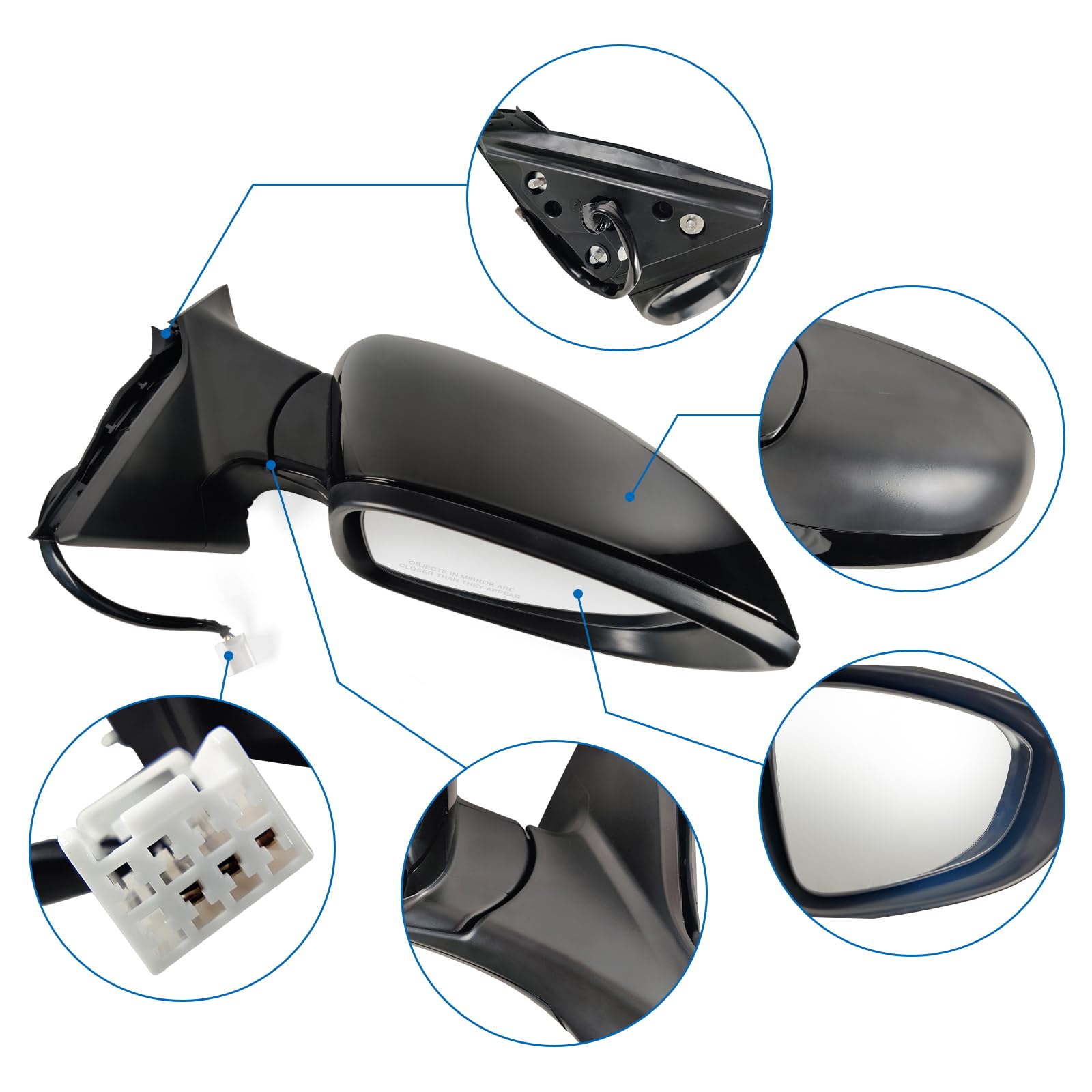 Lqito Right Passenger Side Door Mirror For Honda Accord Lx, Sport 2018-2022 ? Power ? Non-Heated No-Turn Signal Match To Black P