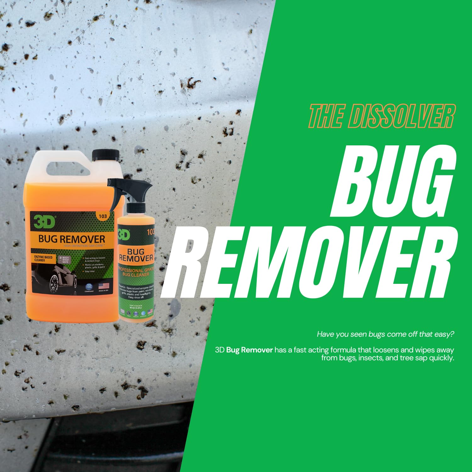 3D Bug Remover - All Purpose Exterior Cleaner & Degreaser To Wipe Away Bugs On Plastic, Rubber, Metal, Chrome, Aluminum, Windows