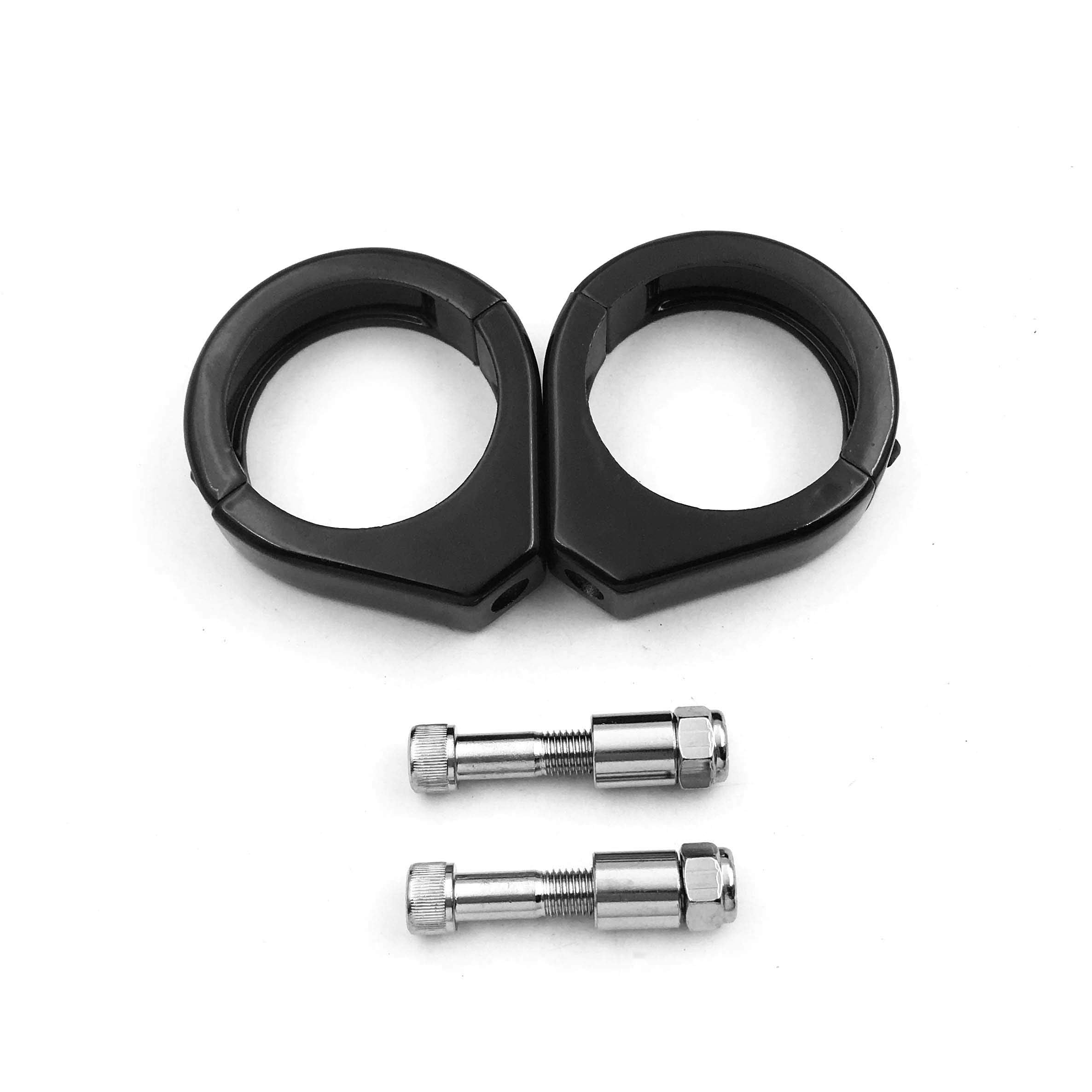 Httmt Mt299-003-Bk Black Fork Clamp Turn Signal Clamps Compatible With Harley Softail Mount Bracket 49Mm Fork Tube