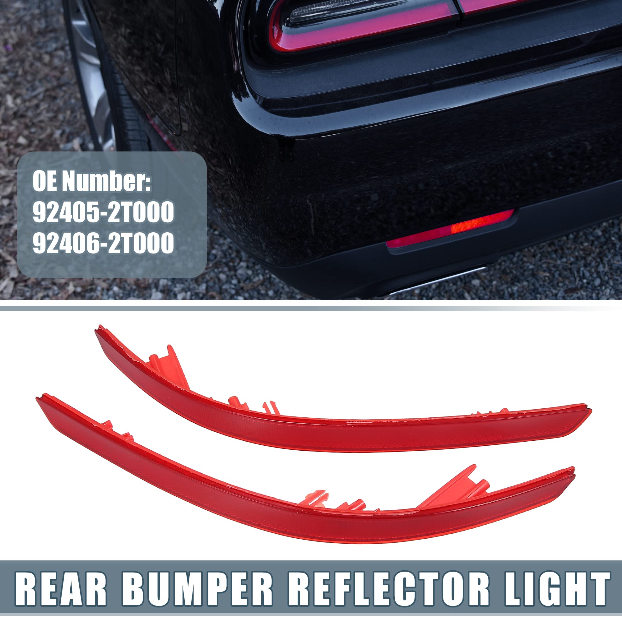 A ABSOPRO Rear Bumper Reflector Light 92405-2T000 for Kia Optima Magentis K5 2011-2013 Left Right Side Red 1 Pair