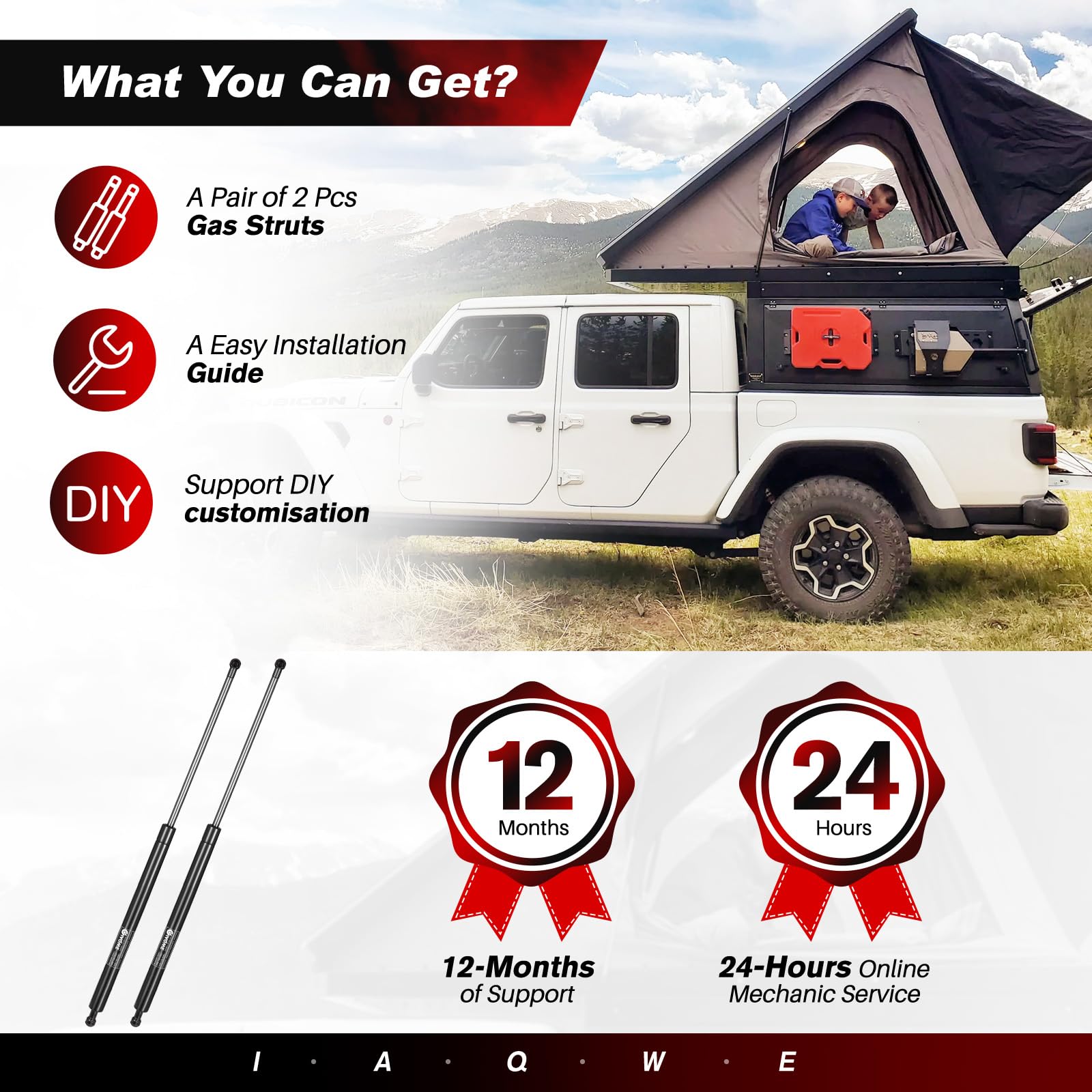 Iaqwe St280M200 28Inch 200Lbs/890N Gas Struts Shock Lift Support For Tonneau Cover Heavy Duty Rv Bed Tv Cabinet Floor Hatch Stor