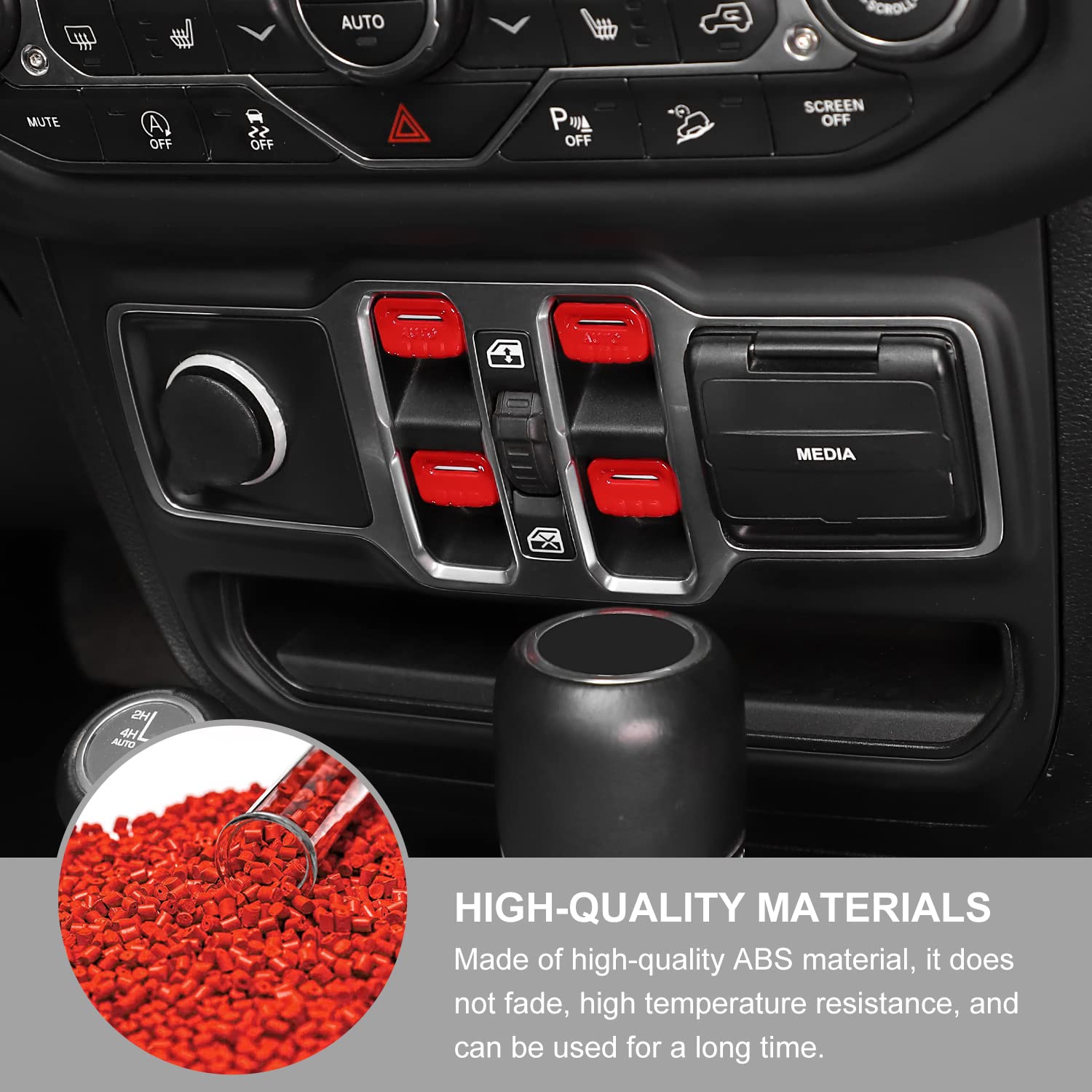 Jimen Compatible with Jeep Wrangler JL JLU 2018-2024 and Jeep Gladiator JT 2020-2024, 4PCS Center Console Window Button Switch C